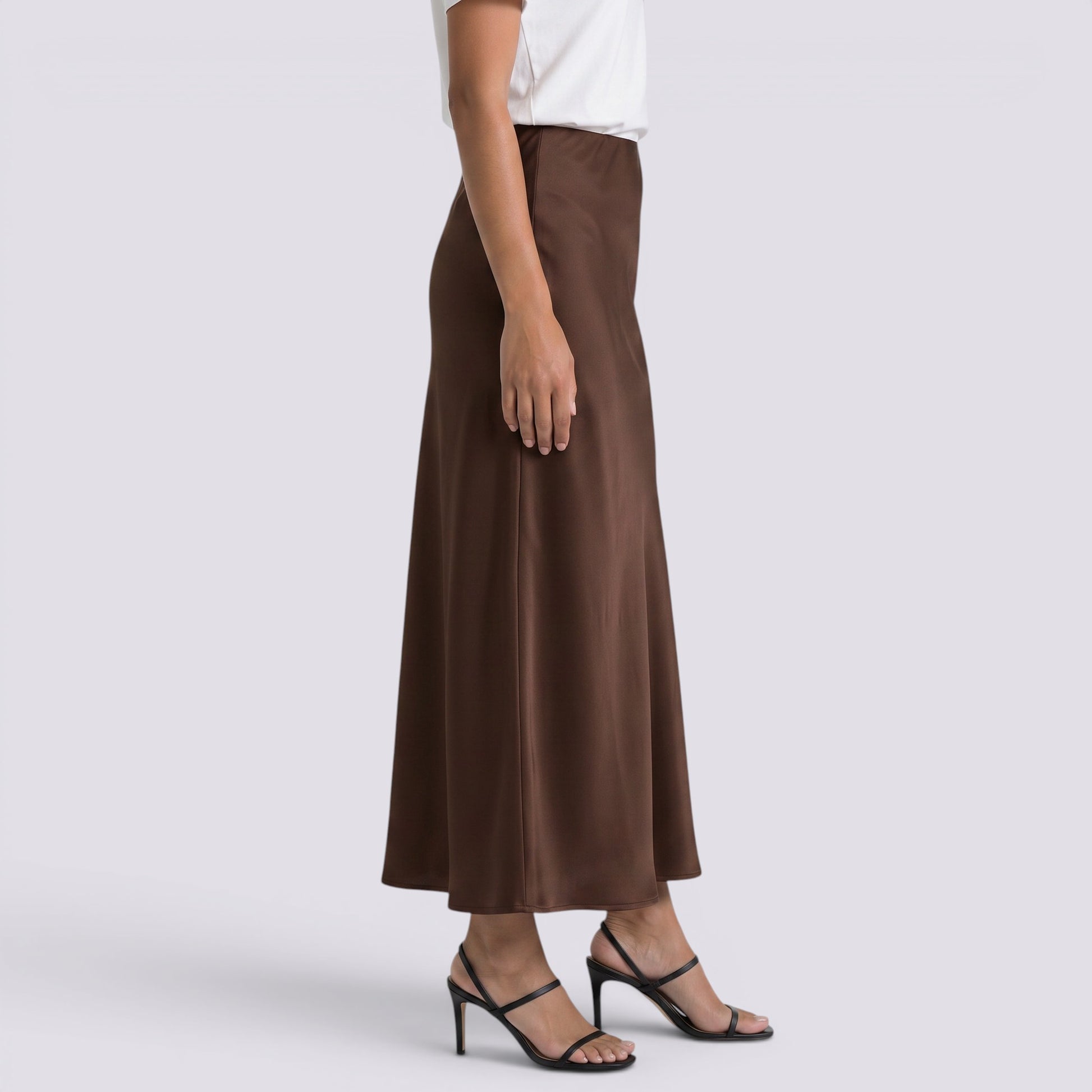 Falda Larga Satinada Mujer Elegante
