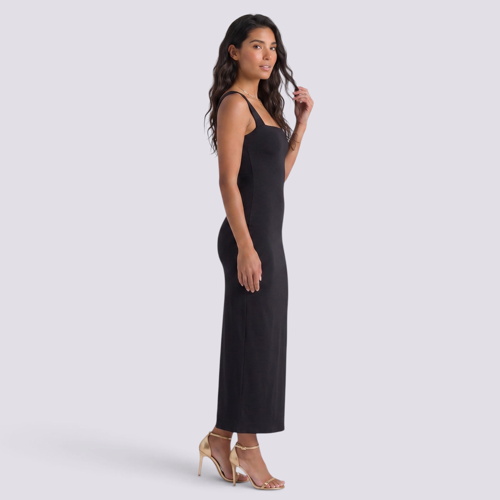 Vestido Mujer con Tirantes y Escote Cuadrado