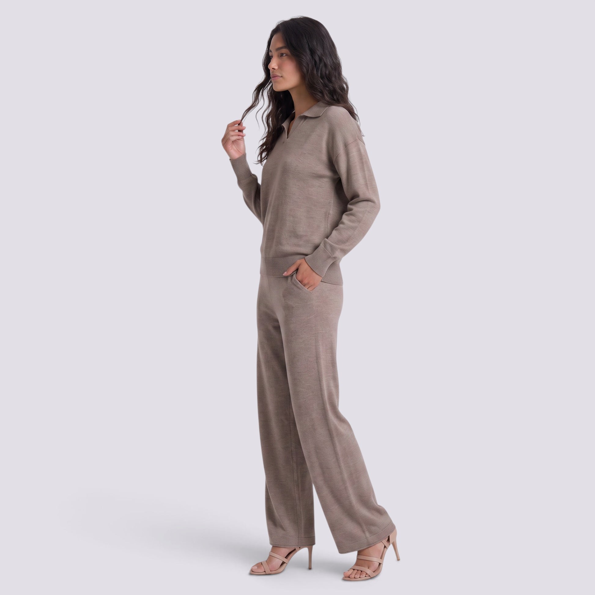 Conjunto Punto Mujer Polo Pantalón Ancho