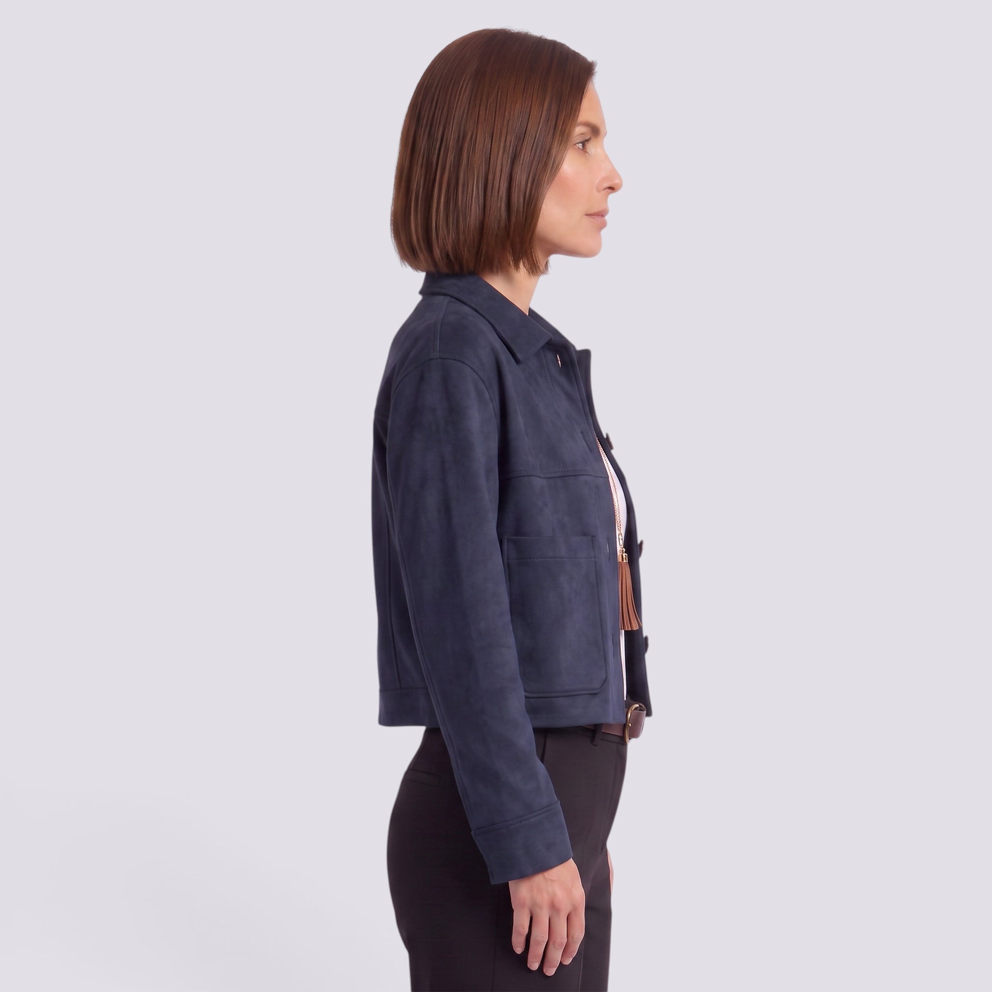 Chaqueta Corta Mujer Efecto Ante