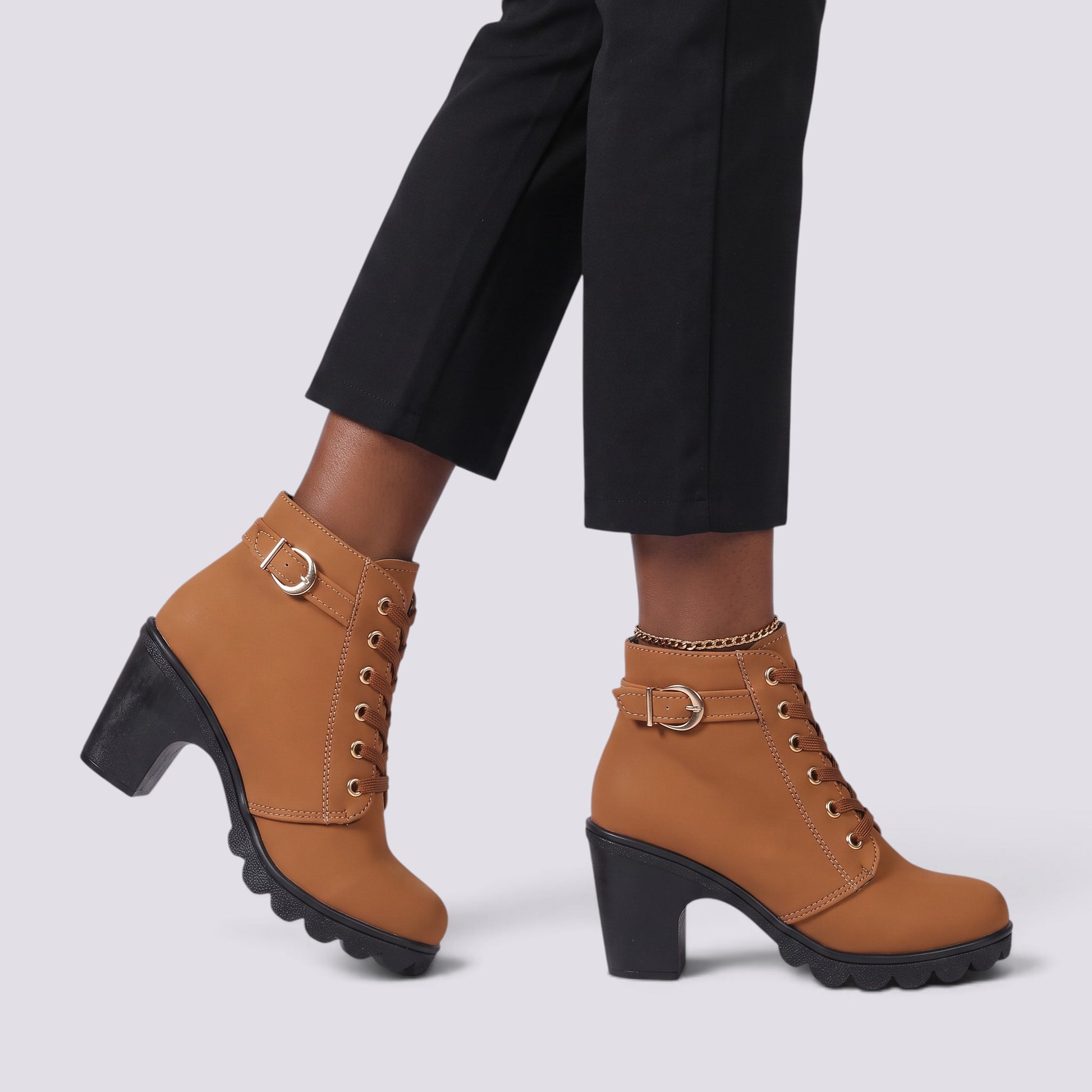 Botines Mujer Tacón con Cordones
