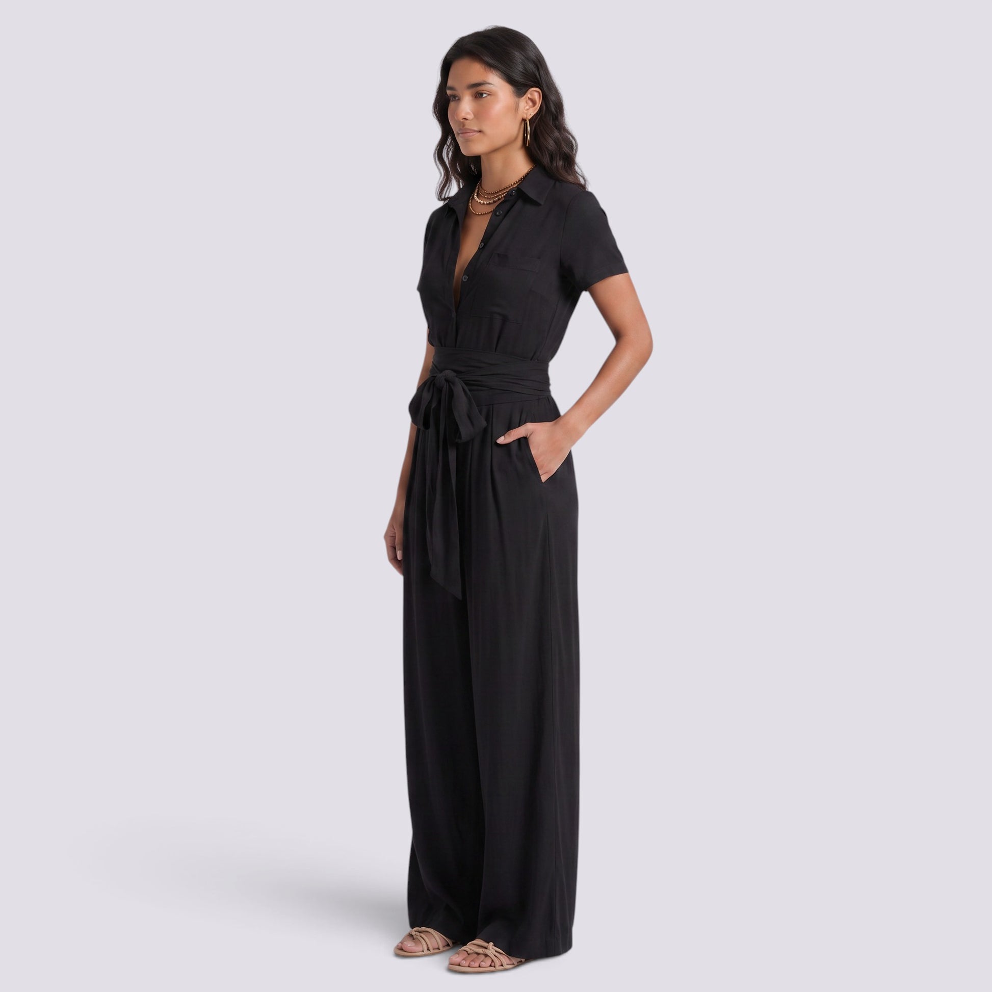 Conjunto Mujer Camisa Pantalón Cintura Alta Mujer Palazzo