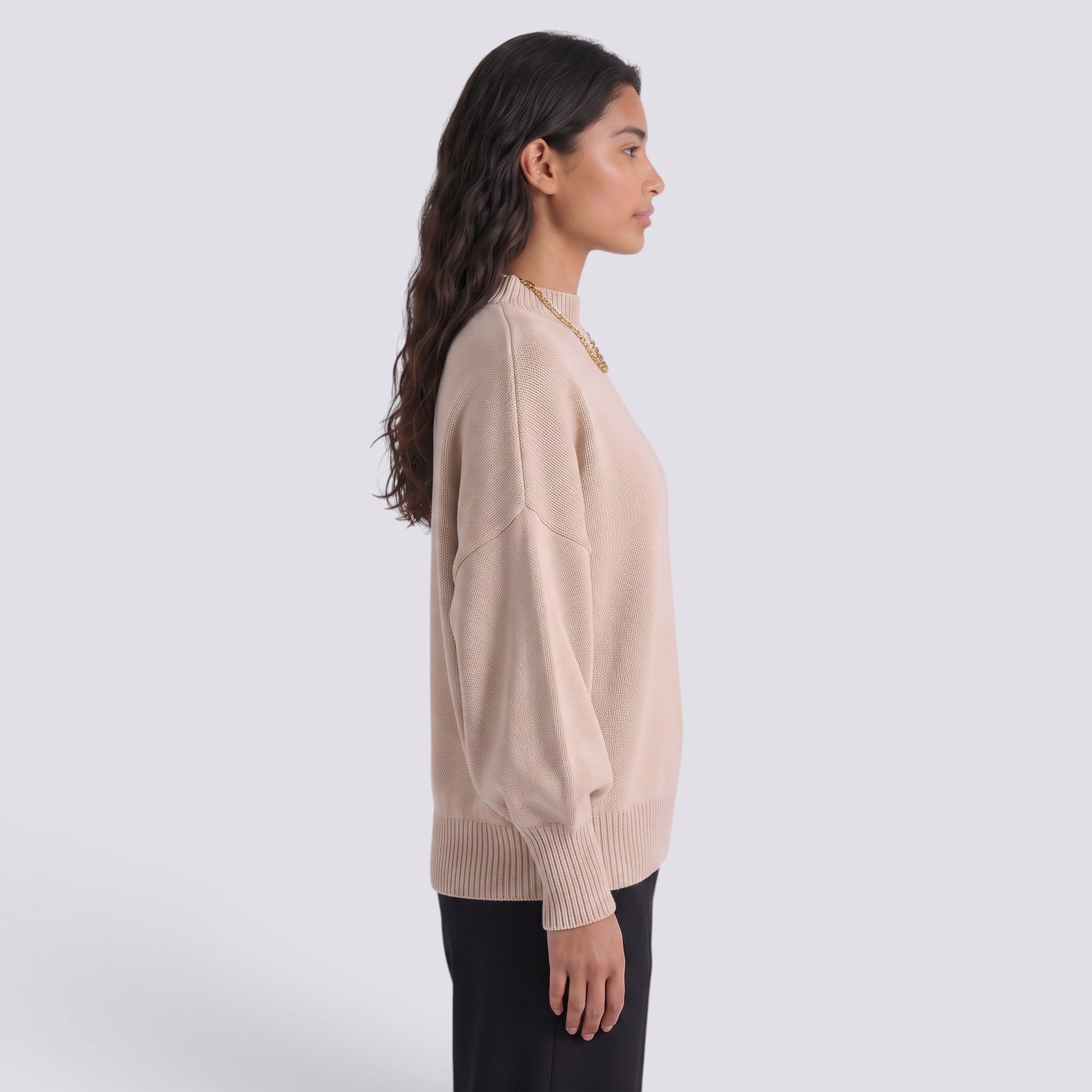 Jersey Mujer de Punto Grueso Cuello Redondo