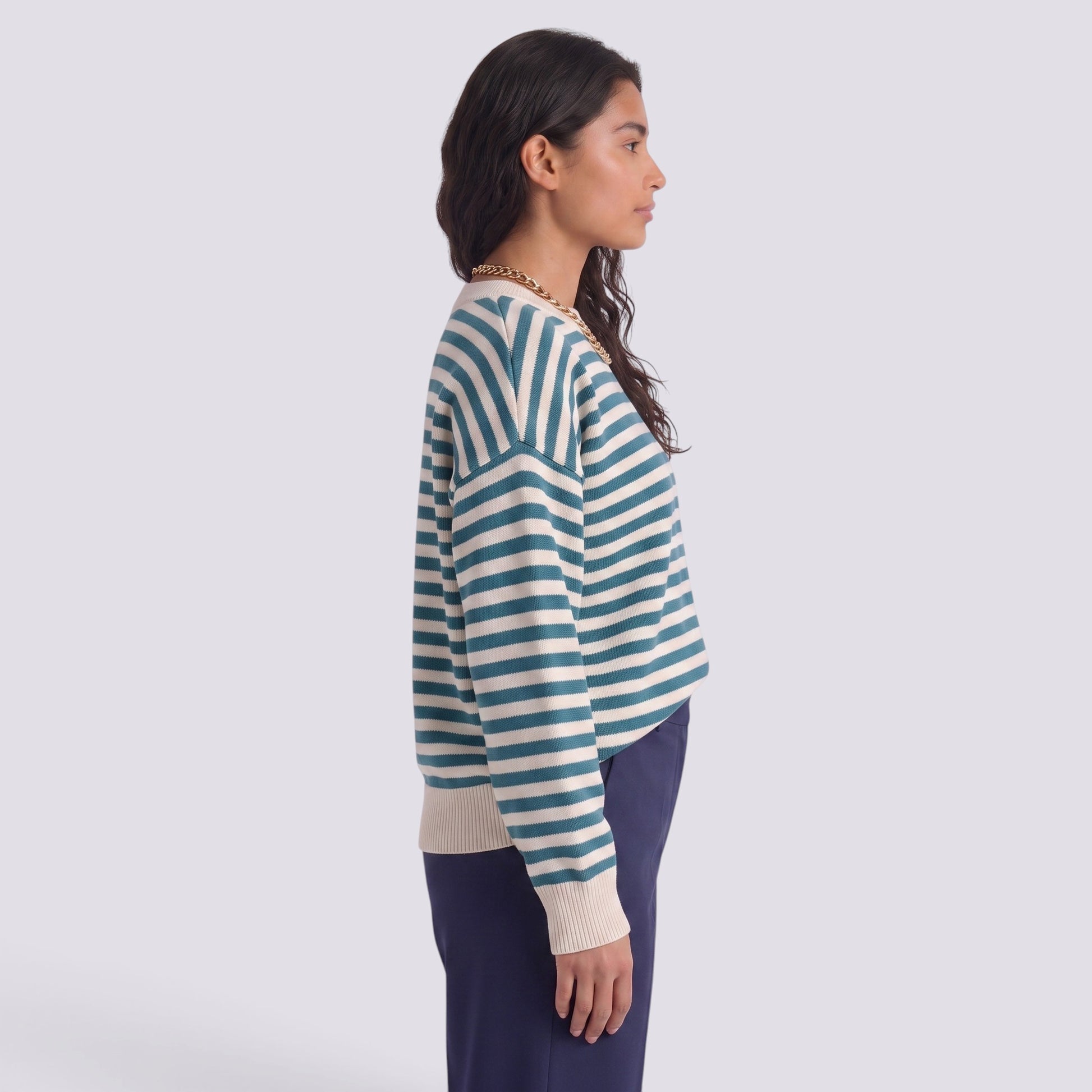 Jersey Mujer Punto Rayas Bicolor