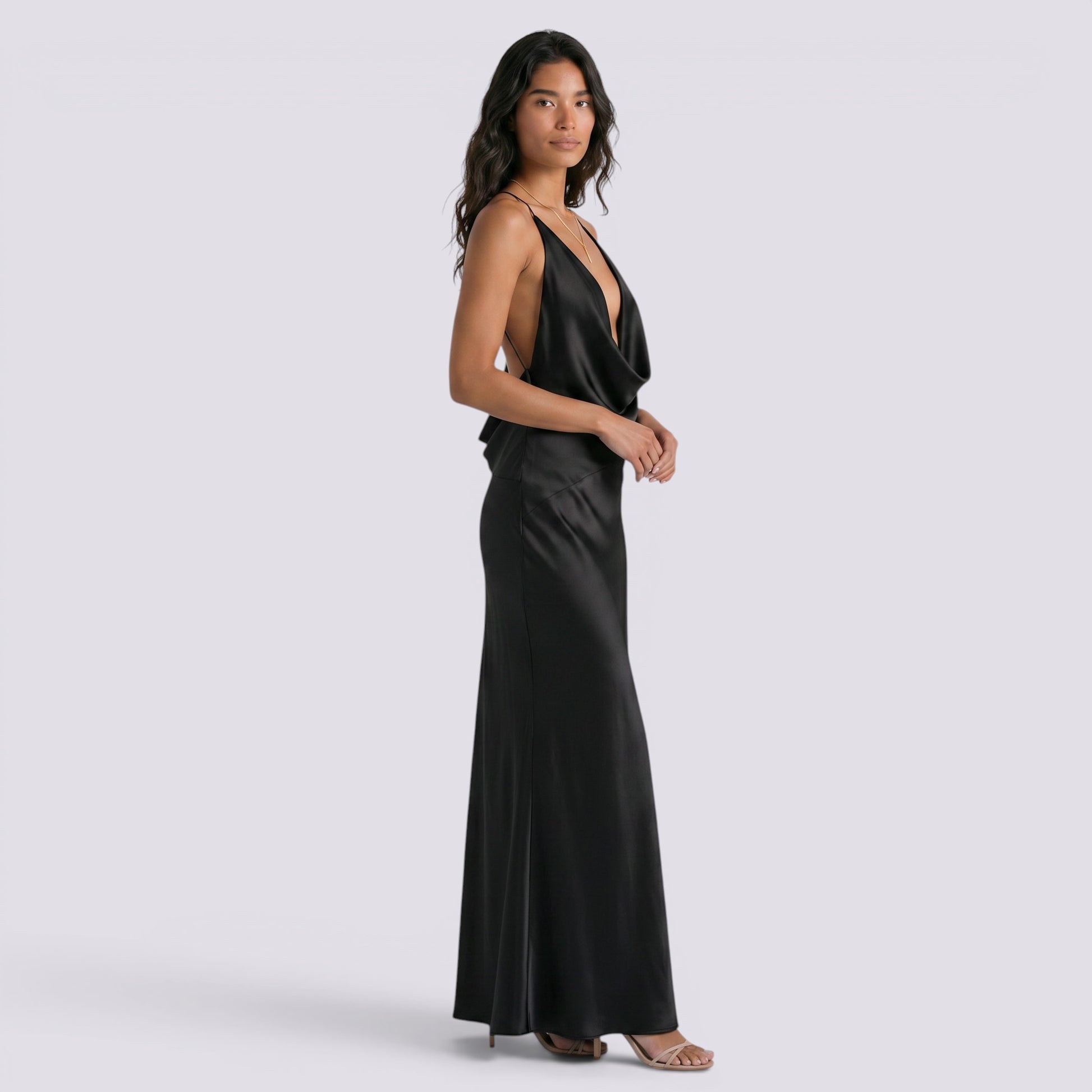 Vestido de Fiesta Mujer Halter Elegante de Noche