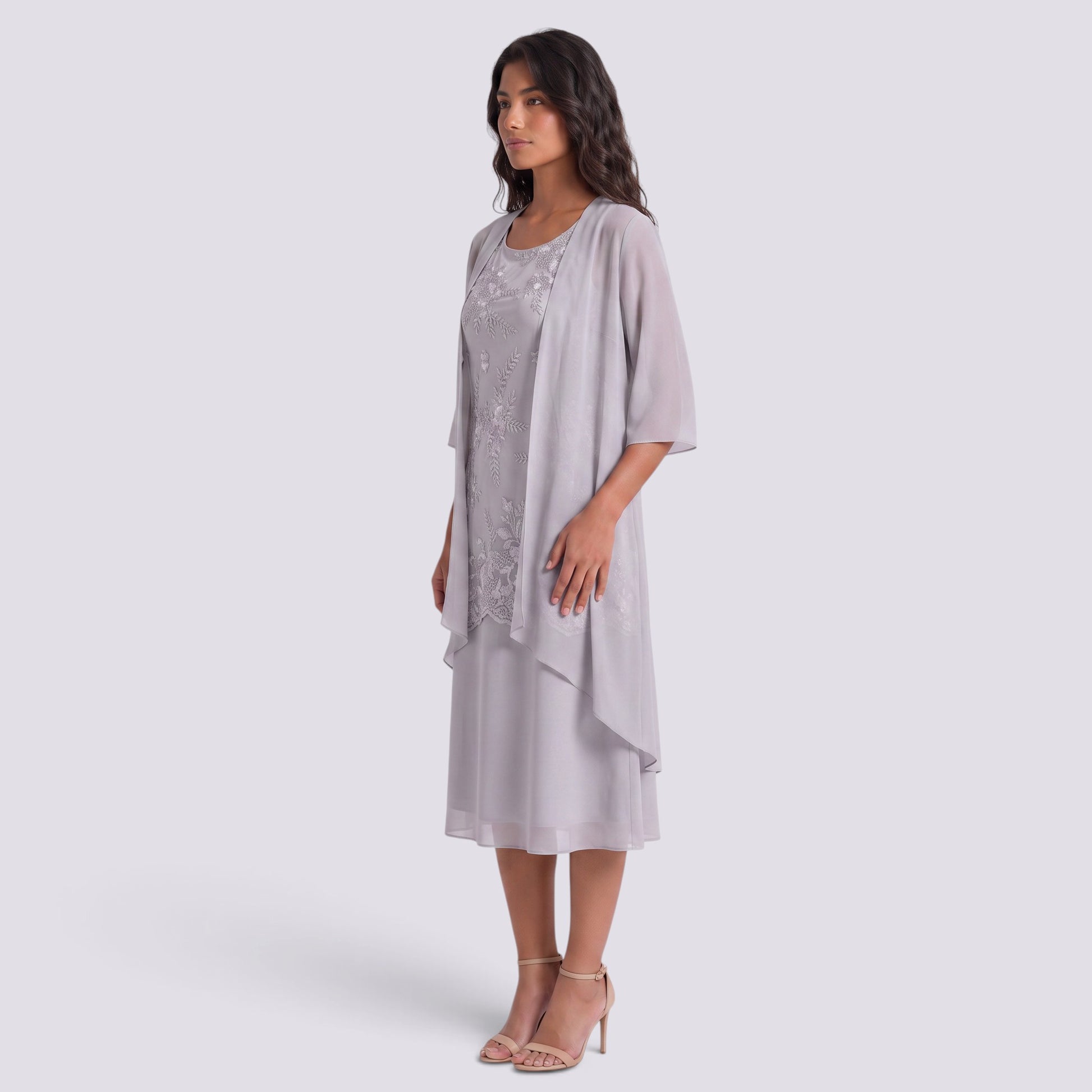 Vestido Largo Mujer Dos Piezas Encaje