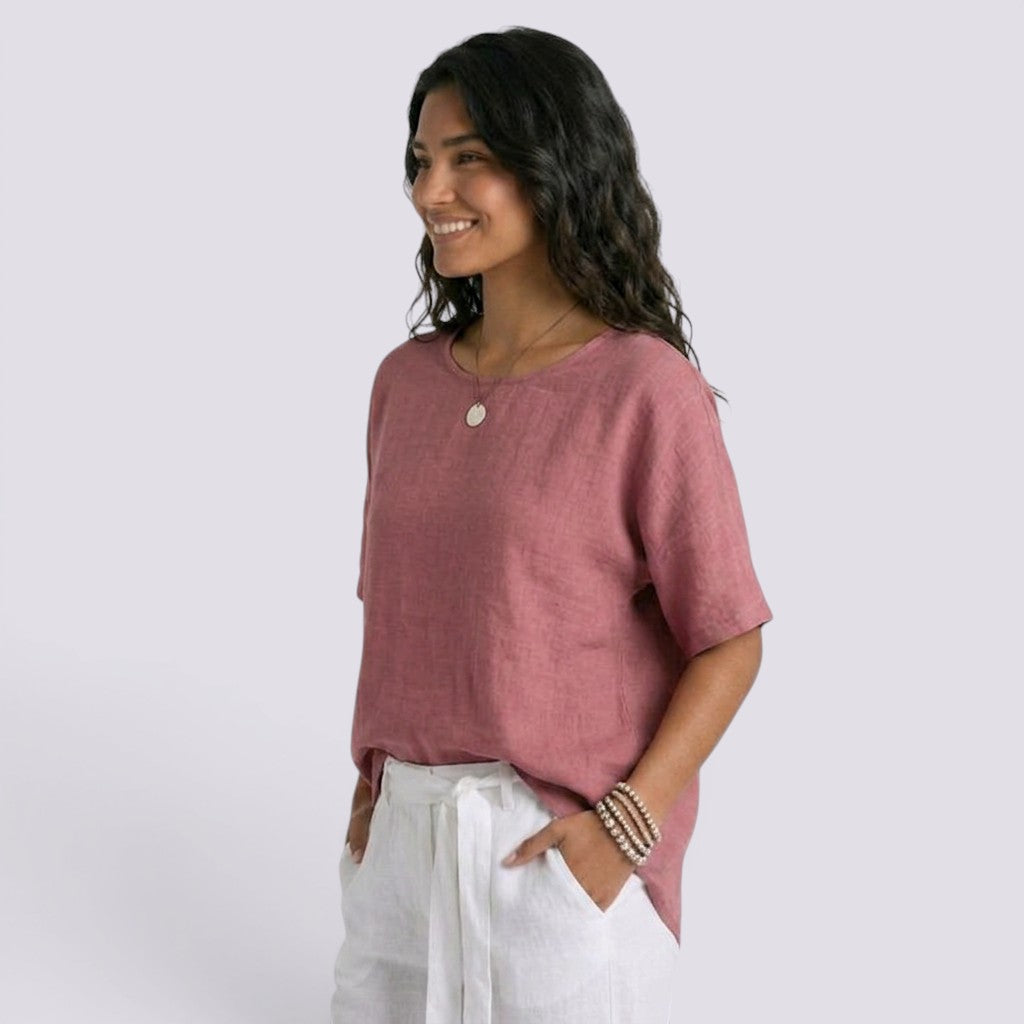Camiseta Mujer Holgada Lino Verano