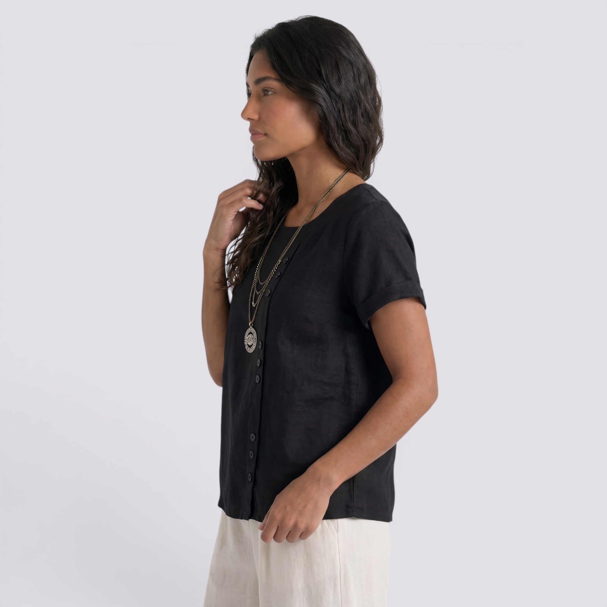 Blusa Lino Mujer Verano Corta