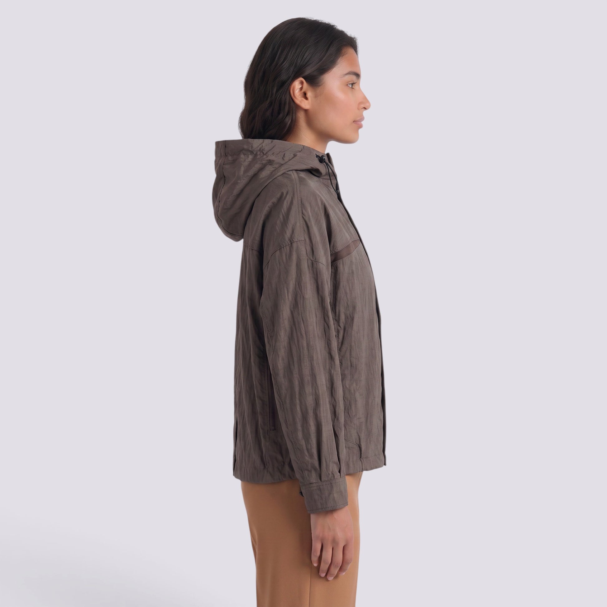 Abrigo Mujer Oversize con Capucha Holgada Bicolor