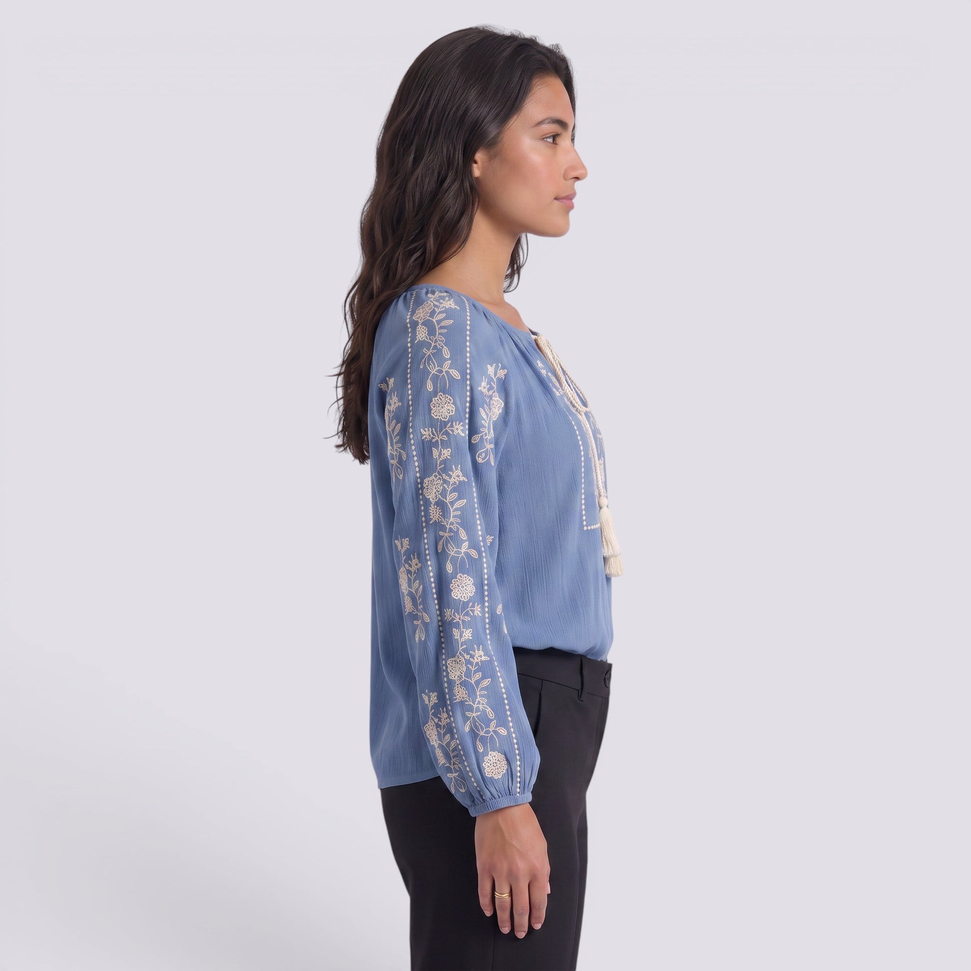 Blusa Mujer Manga Larga Bordada
