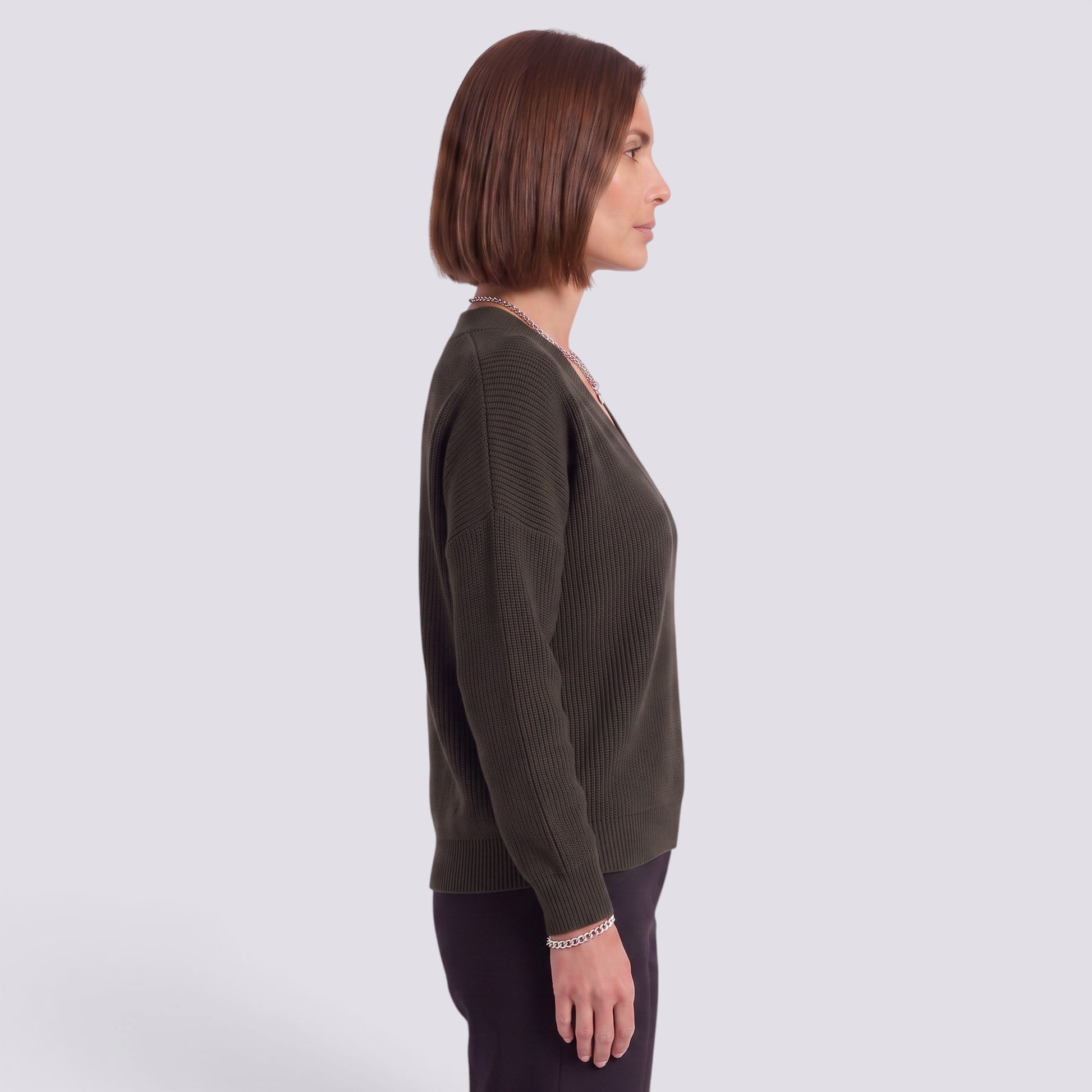 Jersey Mujer Cuello Pico Punto Holgado