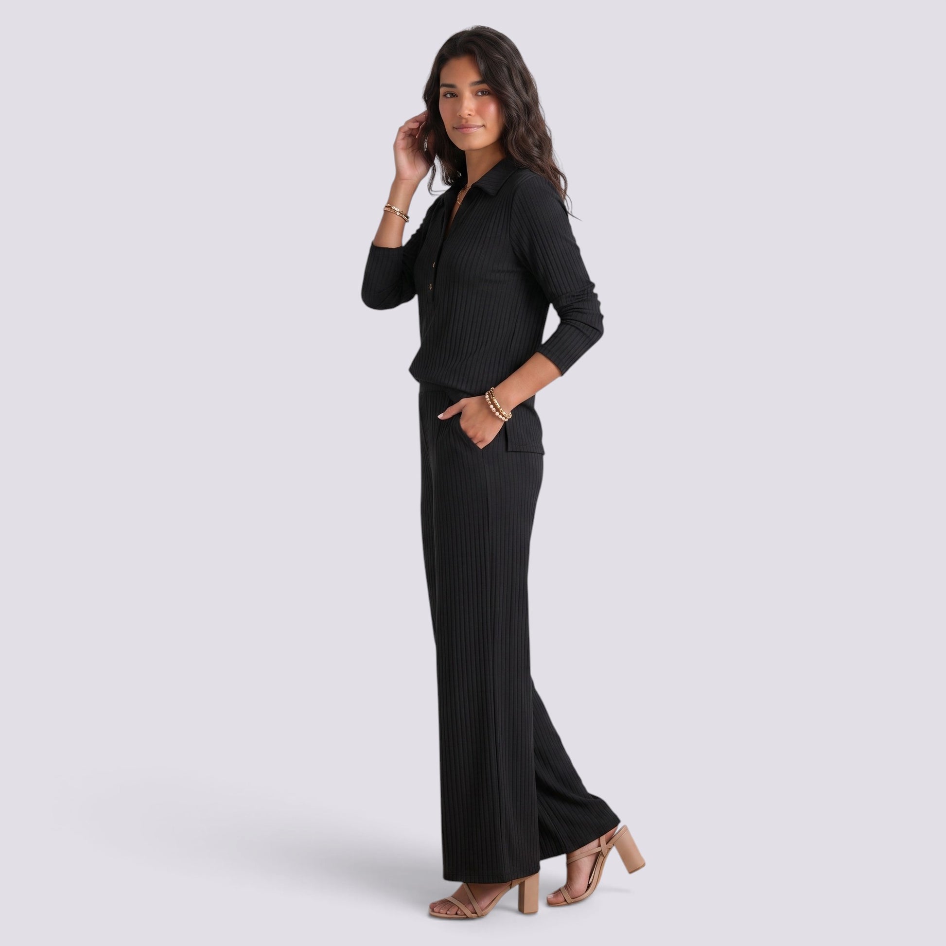 Conjunto Mujer Camisa y Pantalón Ancho
