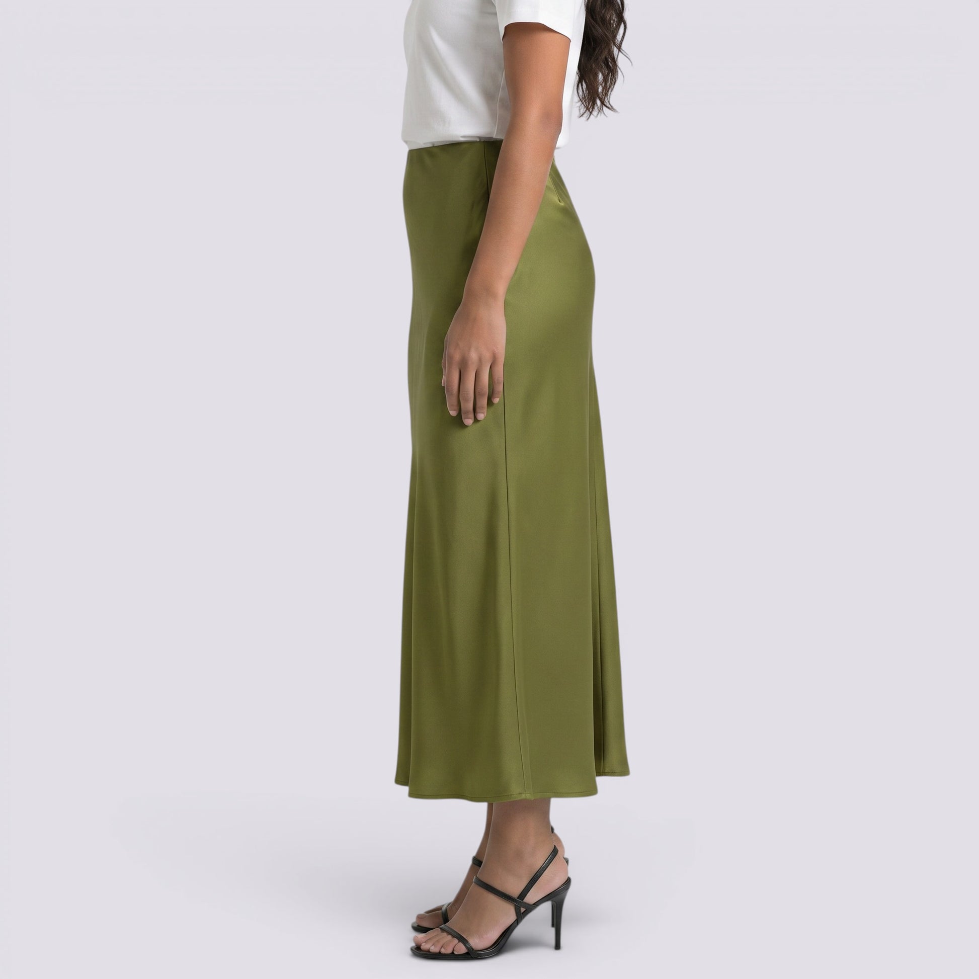 Falda Larga Satinada Mujer Elegante