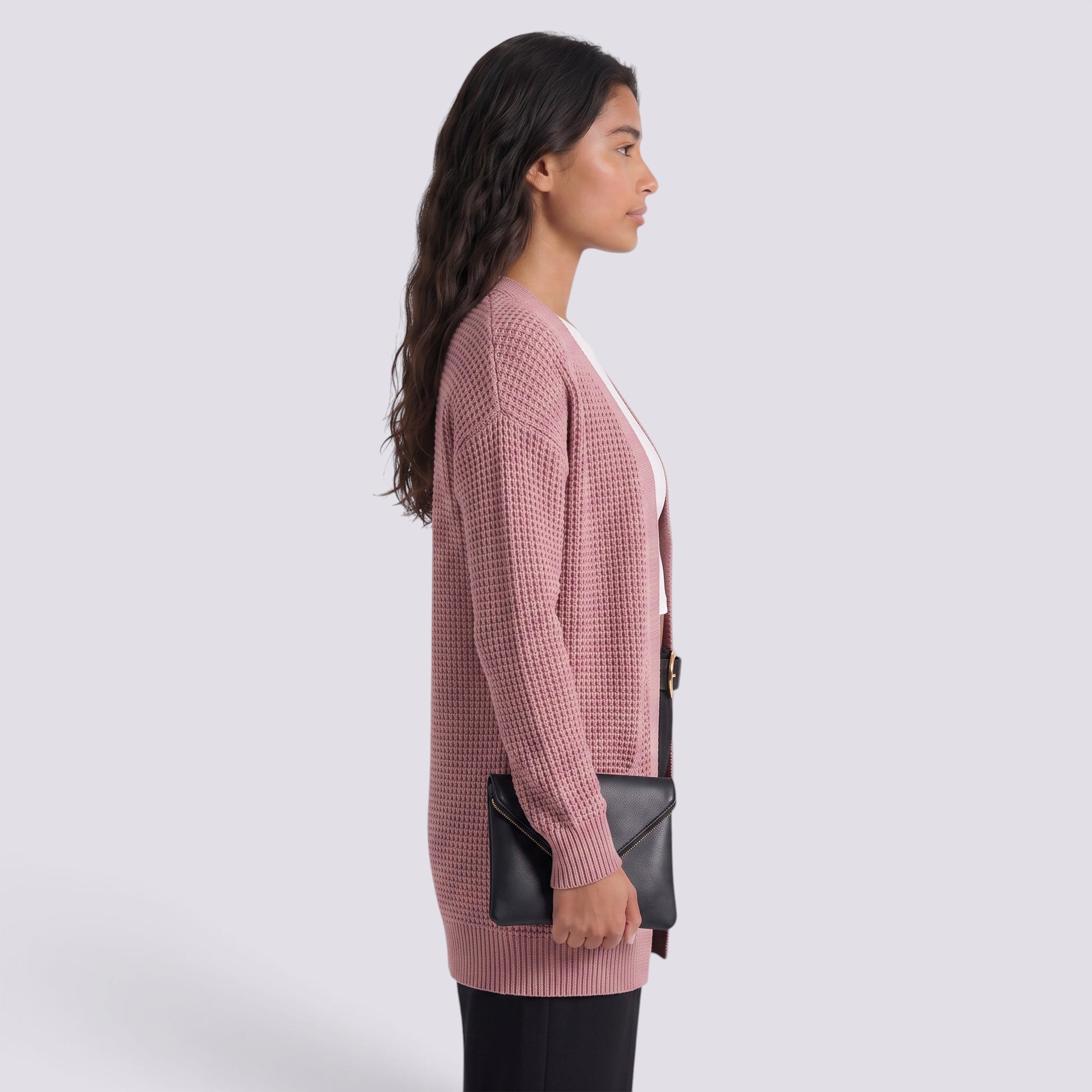 Chaqueta de Punto Mujer Larga con Bolsillos