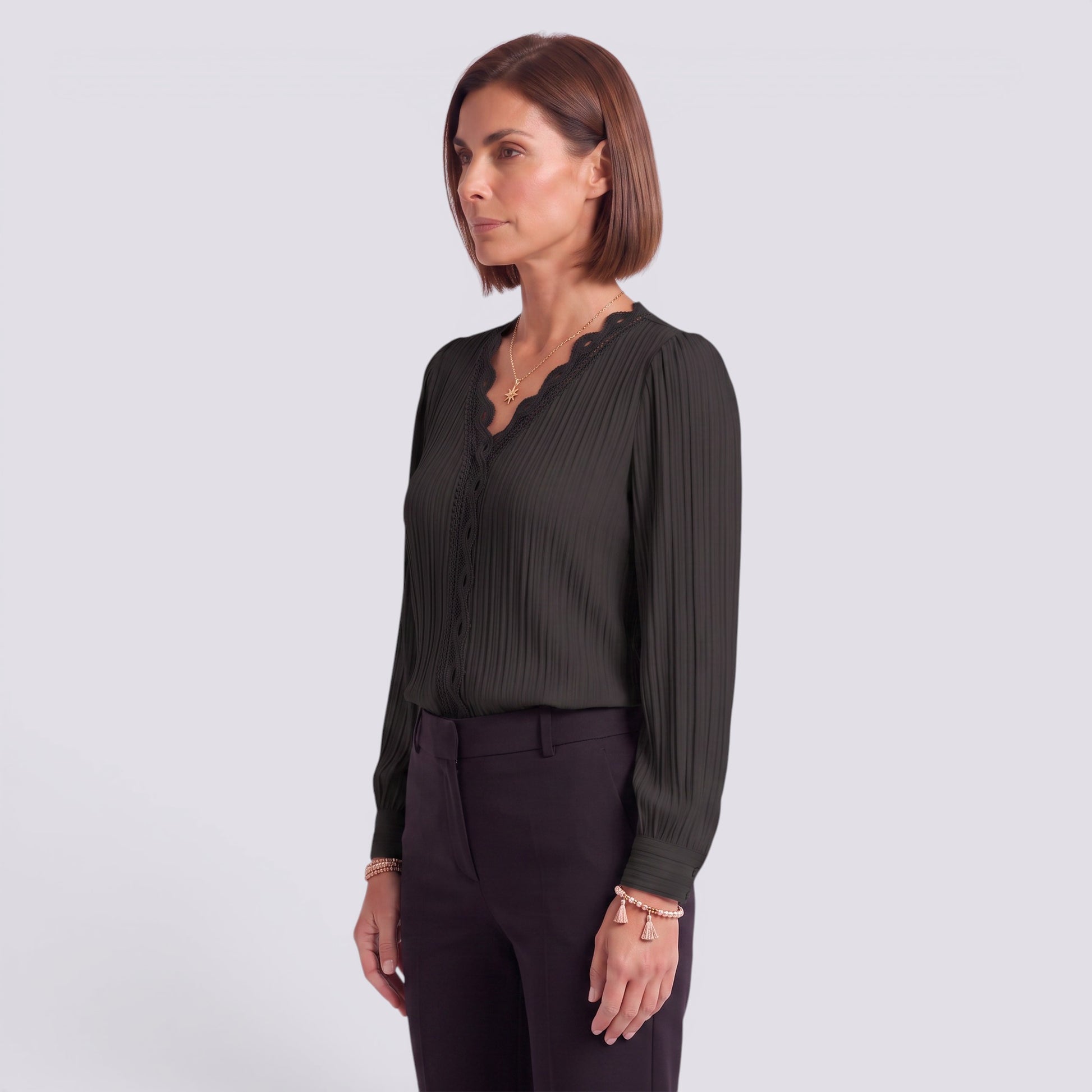 Blusa Mujer Encaje Cuello Pico