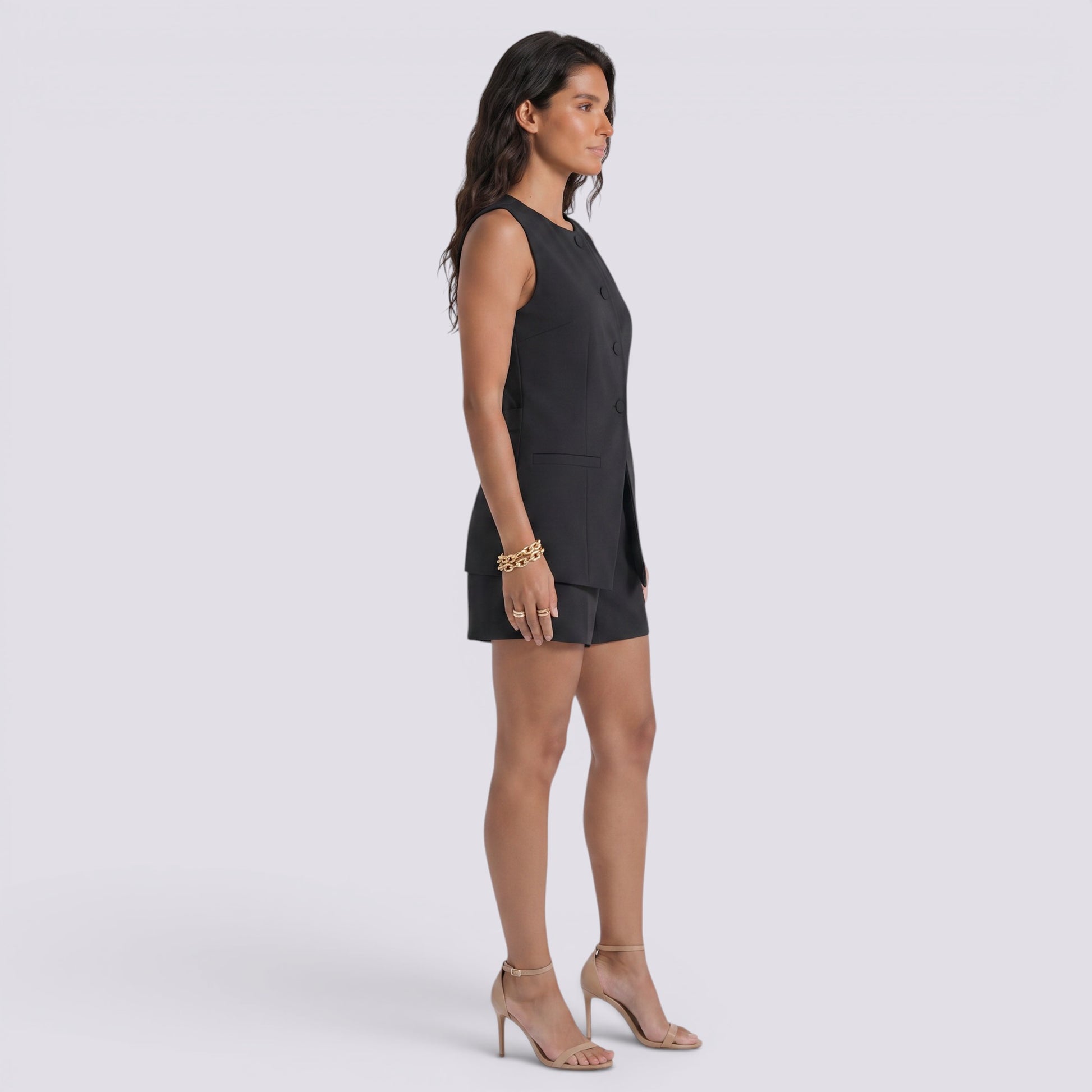 Conjunto Chaleco y Shorts Mujer Elegante