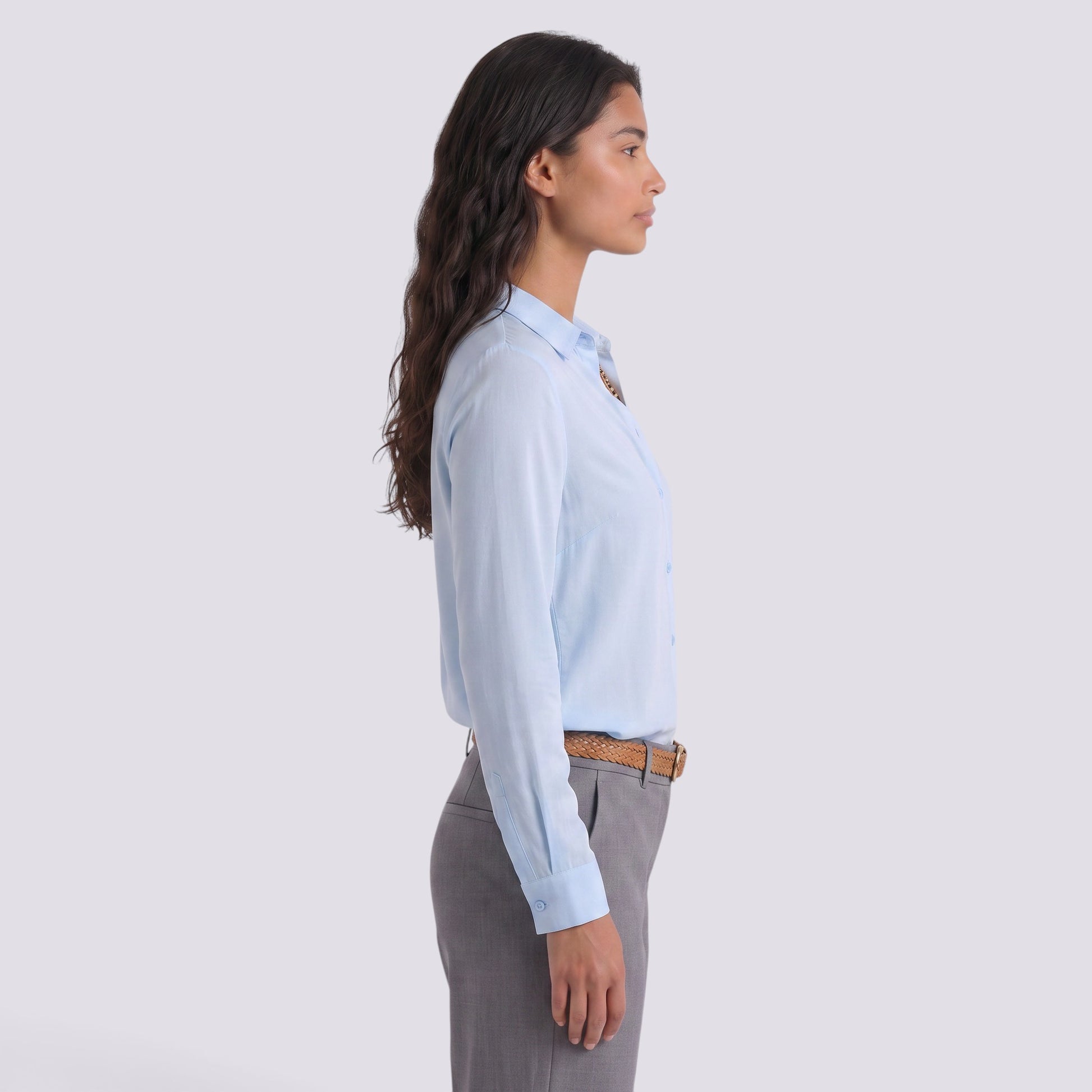 Camisa Mujer Manga Larga Escote V Botonada