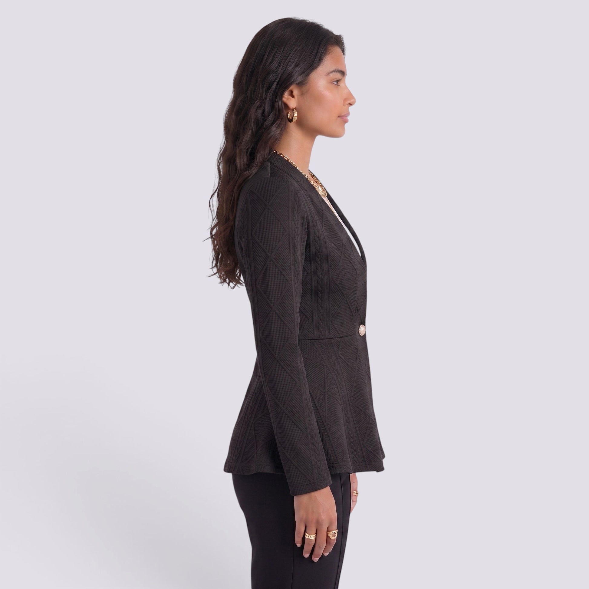 Blazer Mujer Entallado Jacquard Textura