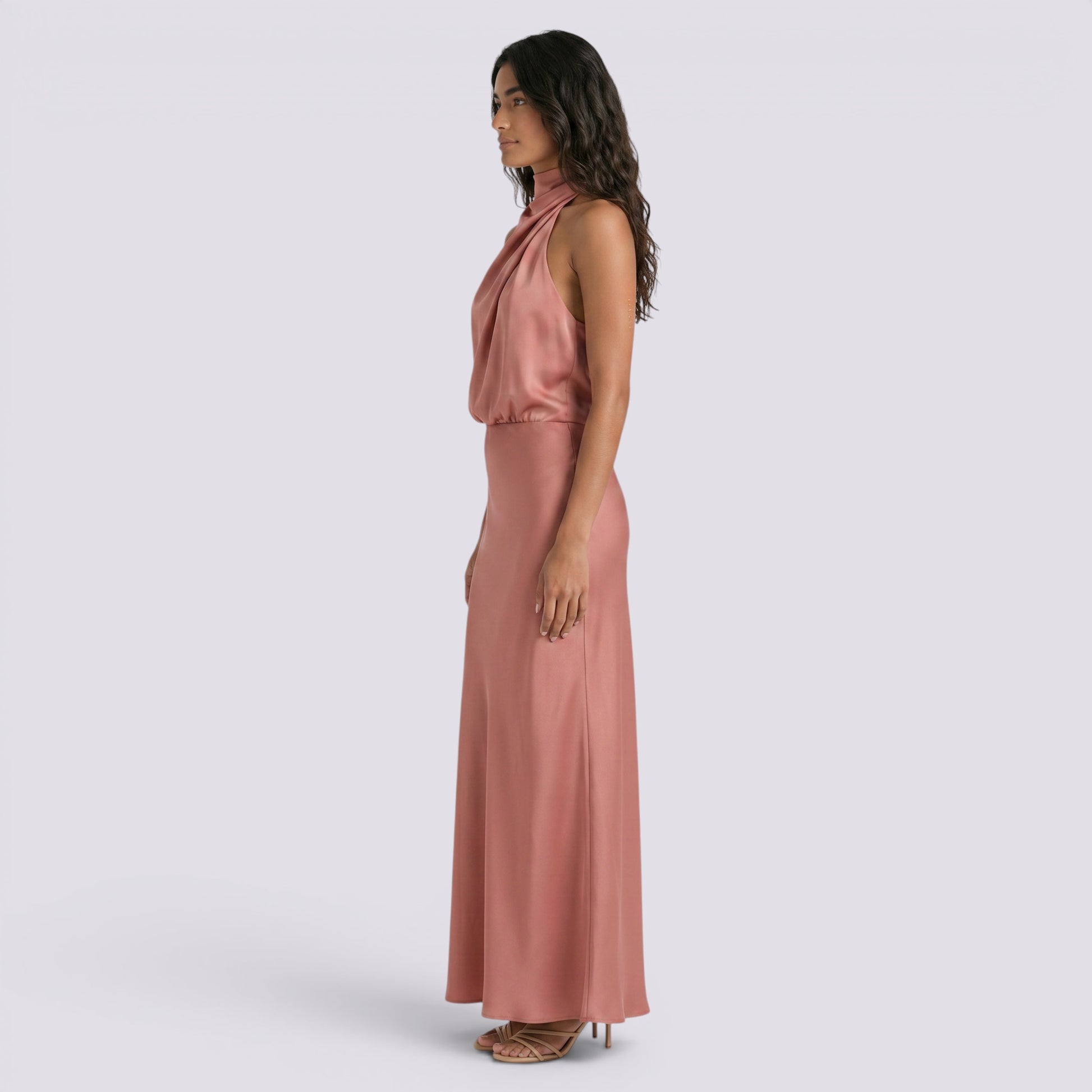 Vestido Largo Mujer Fiesta Satinado
