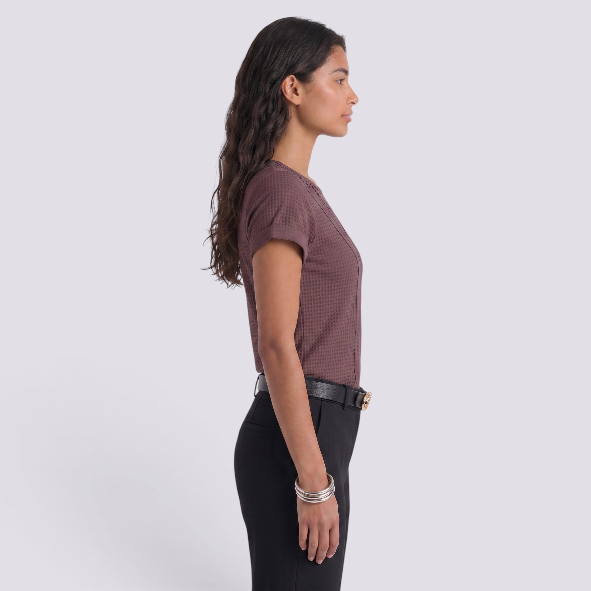 Camiseta Mujer Manga Corta con Encaje