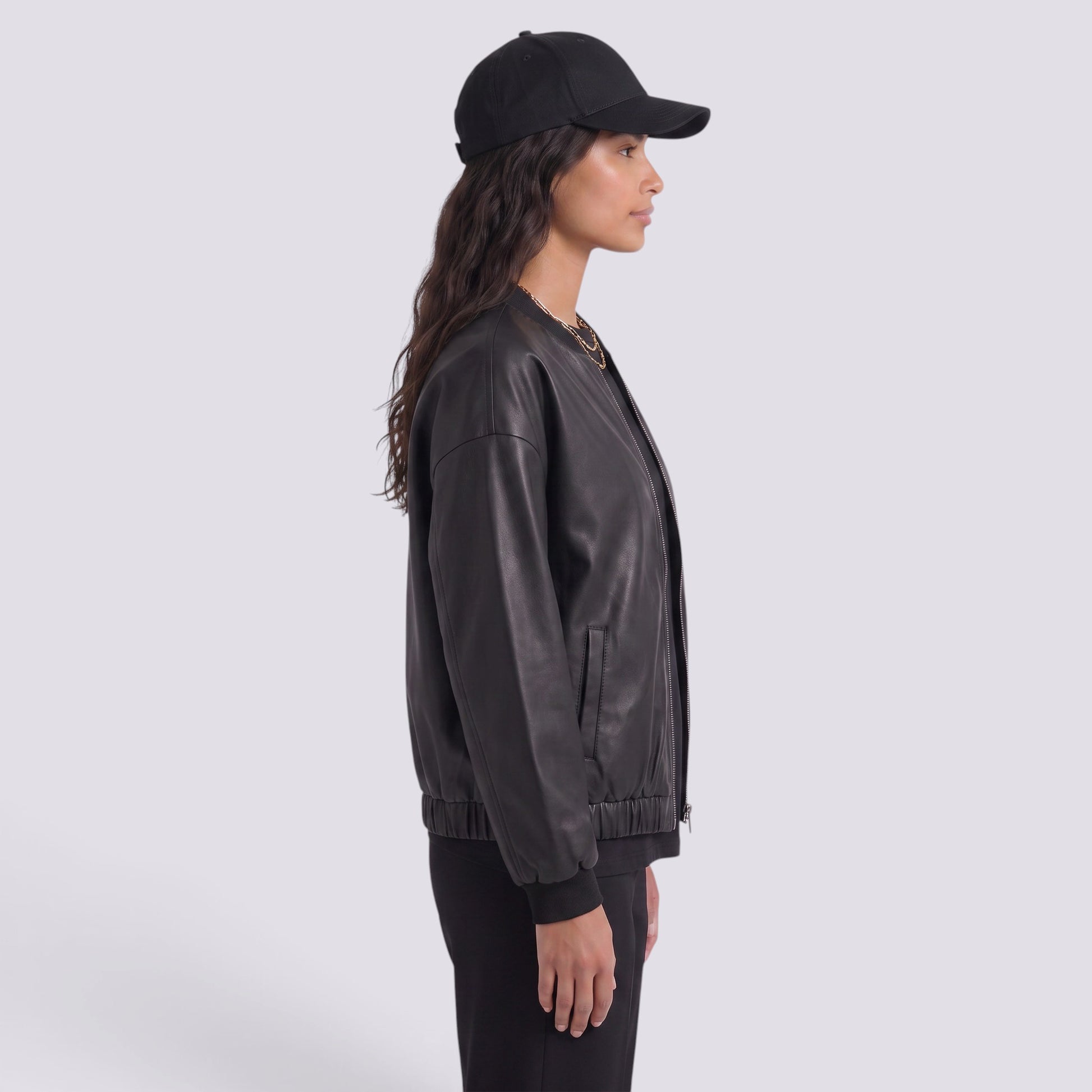 Chaqueta Cuero Mujer Corta Motera Efecto Piel