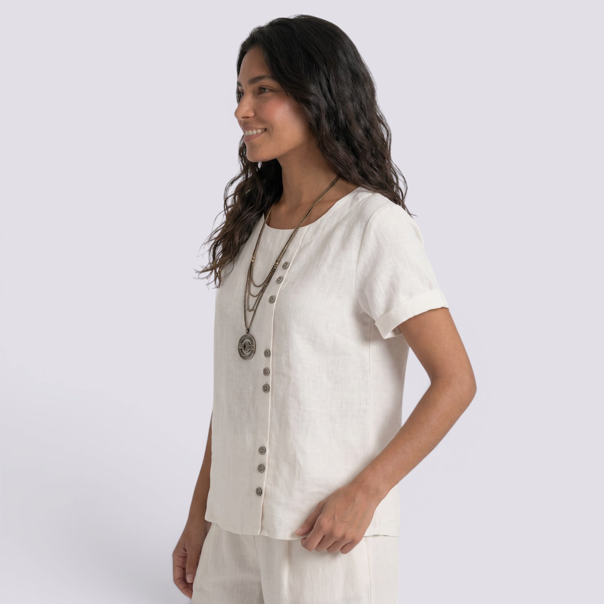 Blusa Lino Mujer Verano Corta