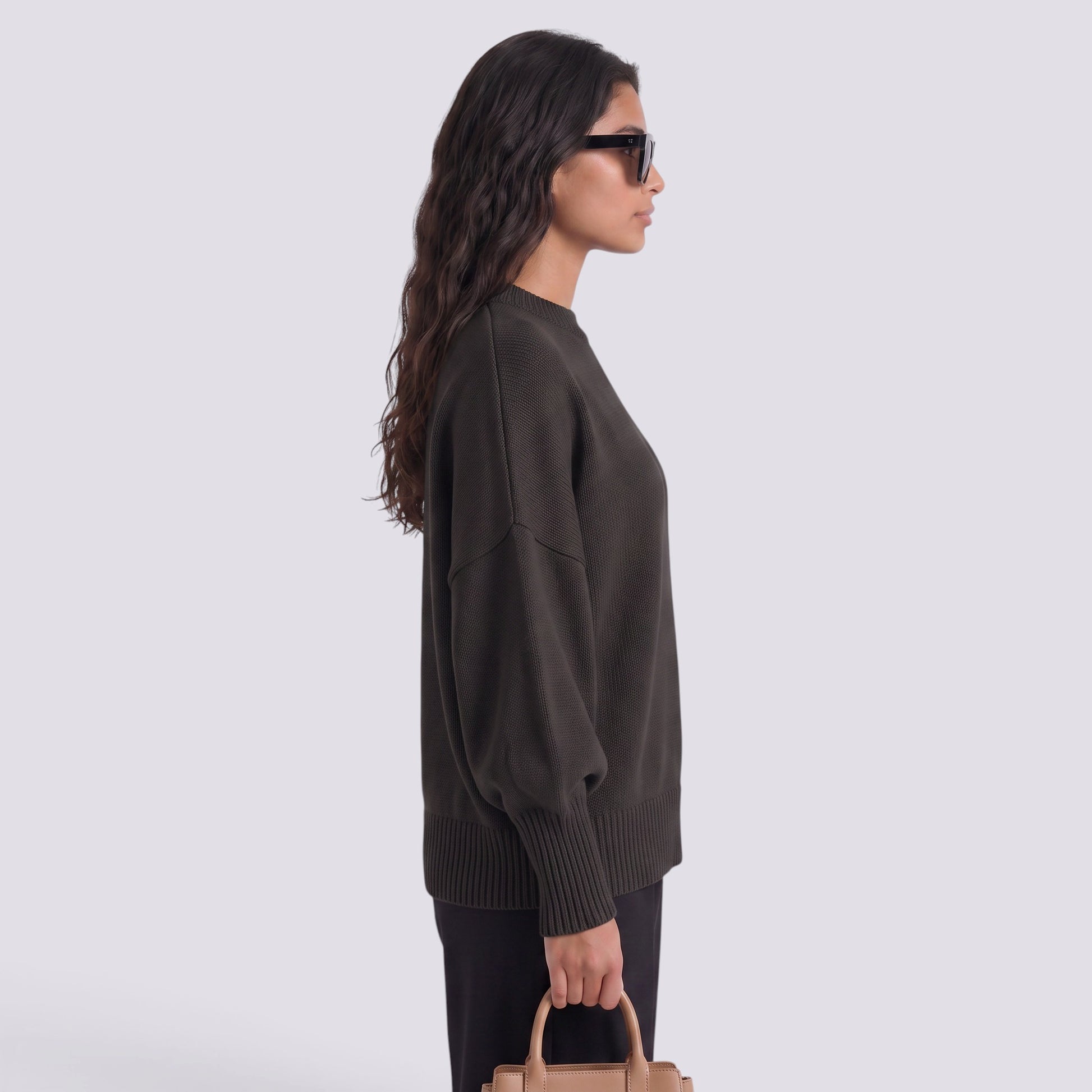 Jersey Mujer de Punto Grueso Cuello Redondo