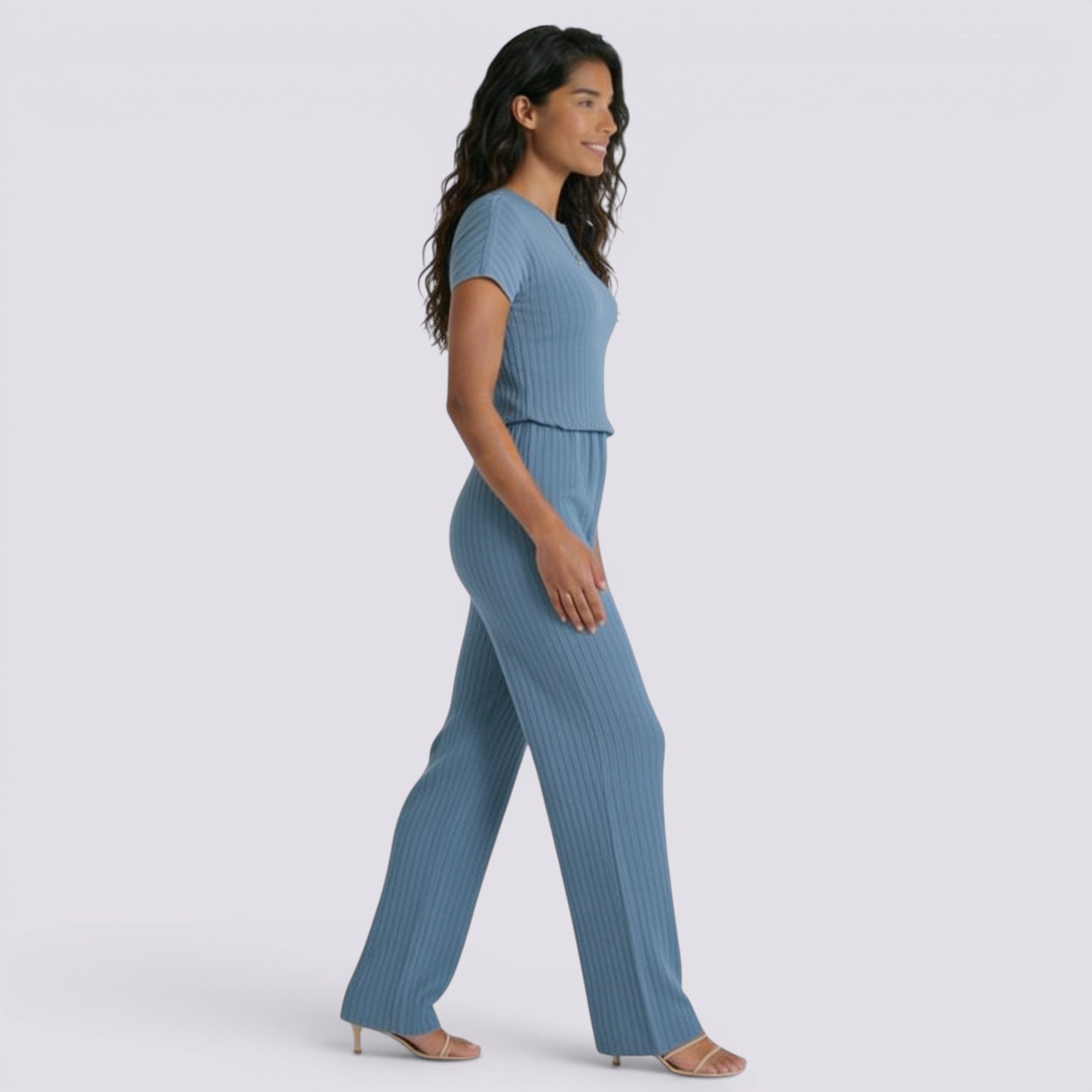 Conjunto Punto Canalé Mujer Pantalón Ancho