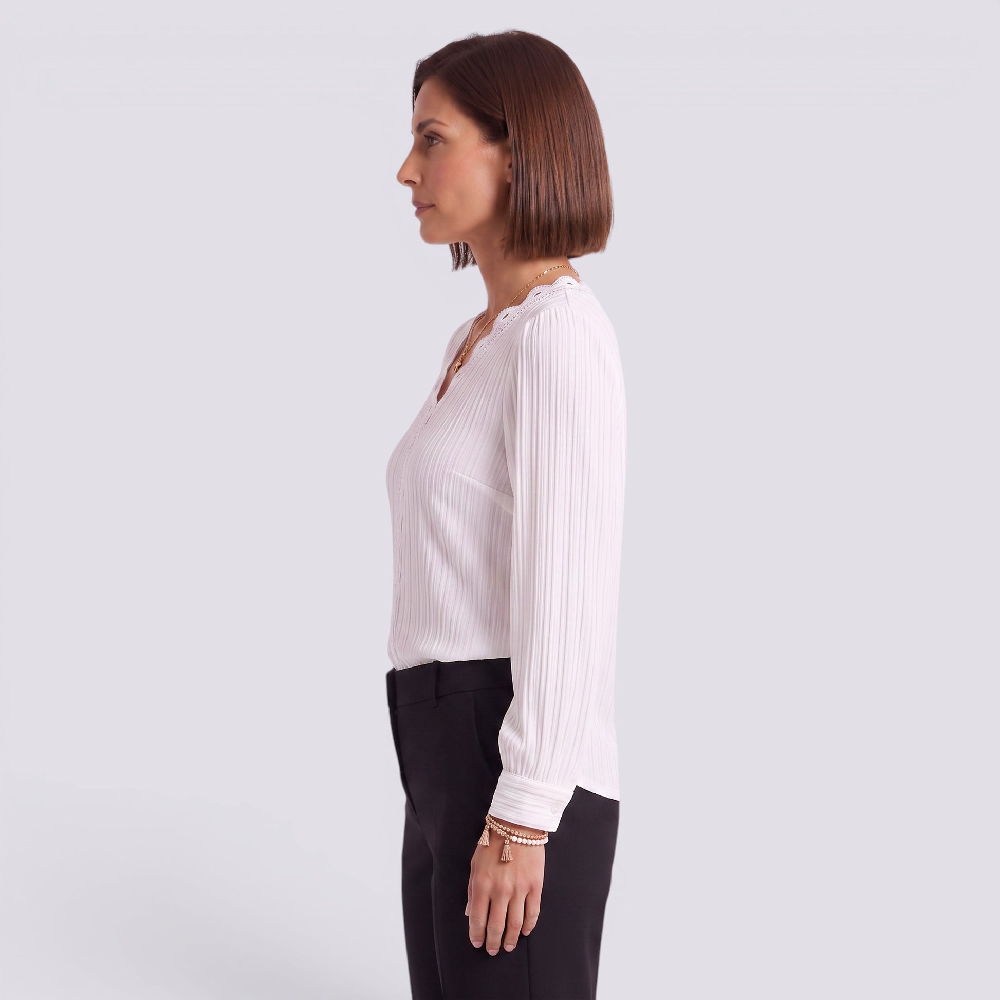 Blusa Mujer Encaje Cuello Pico