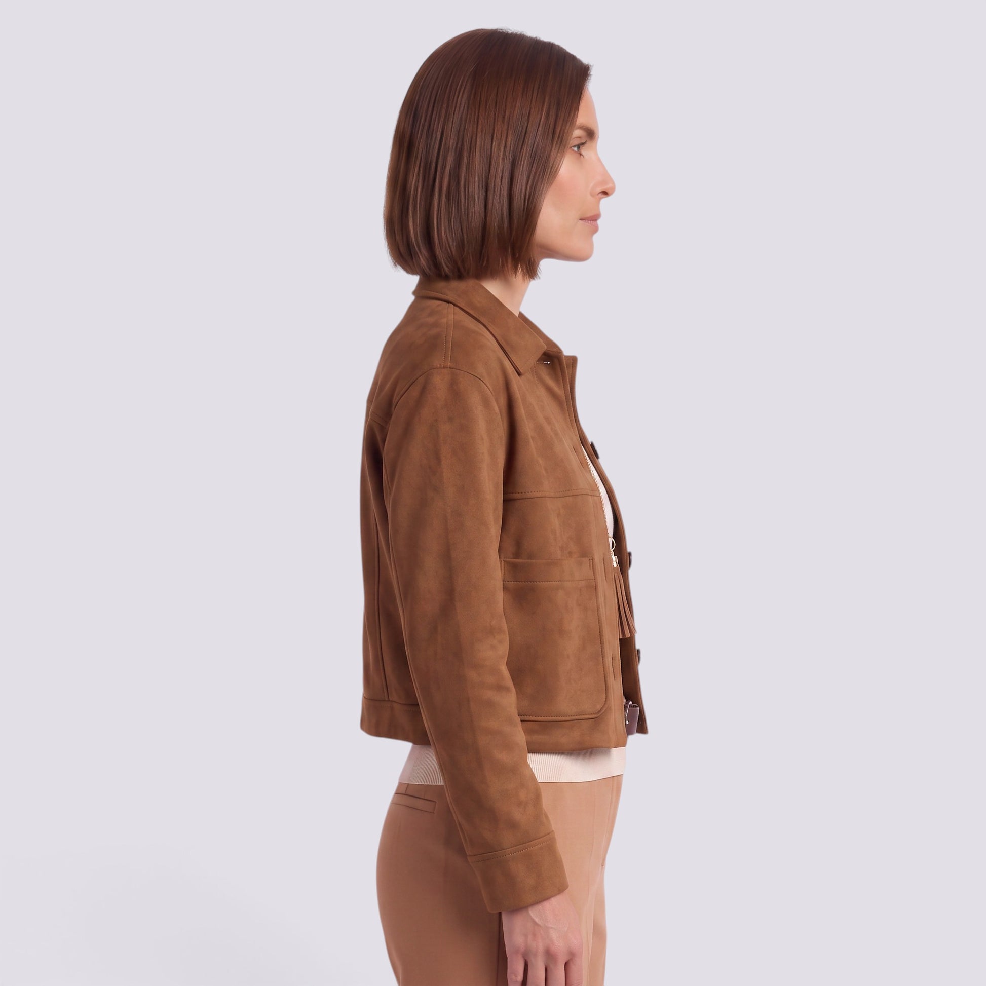 Chaqueta Corta Mujer Efecto Ante