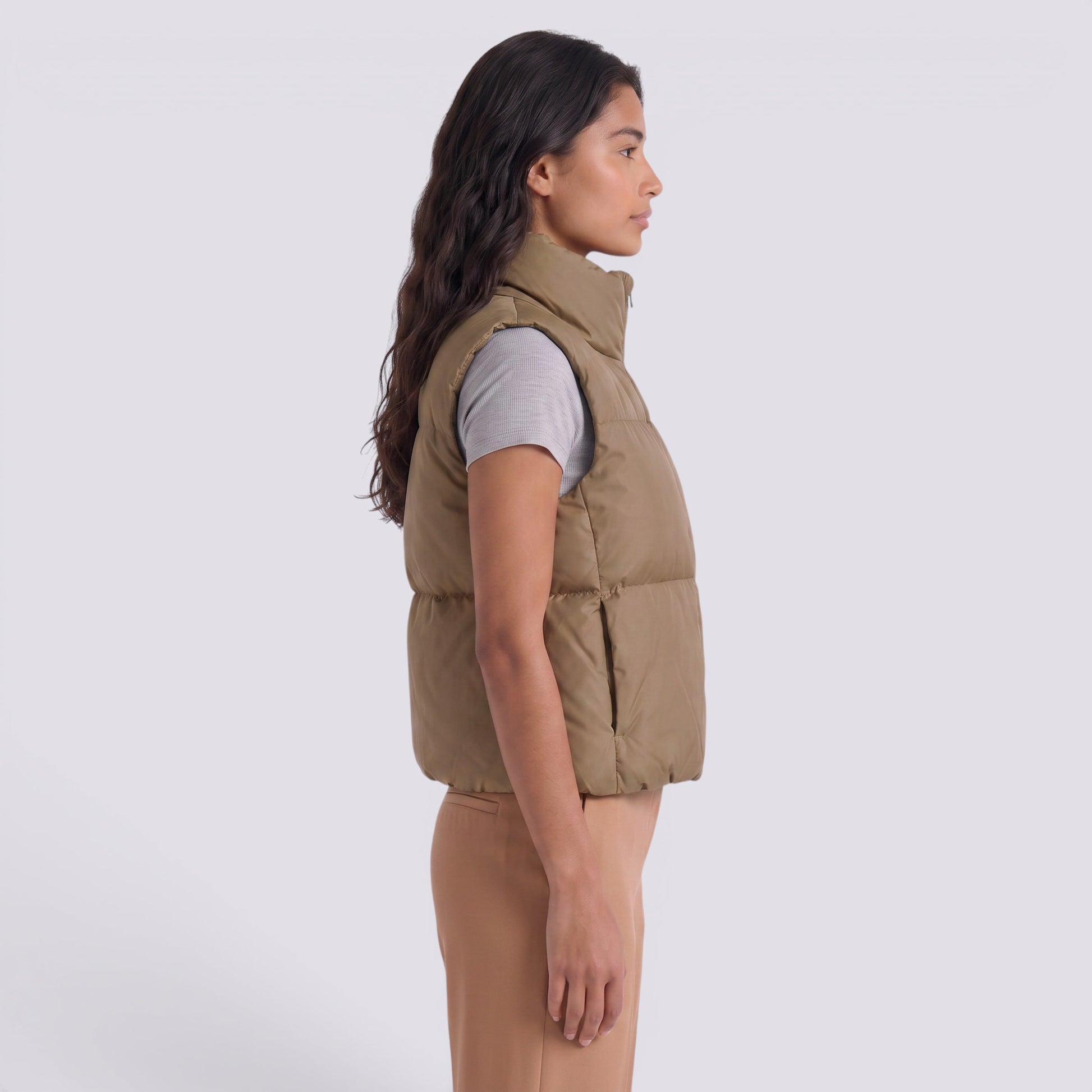 Chaleco Acolchado Corto Mujer Cuello Alto