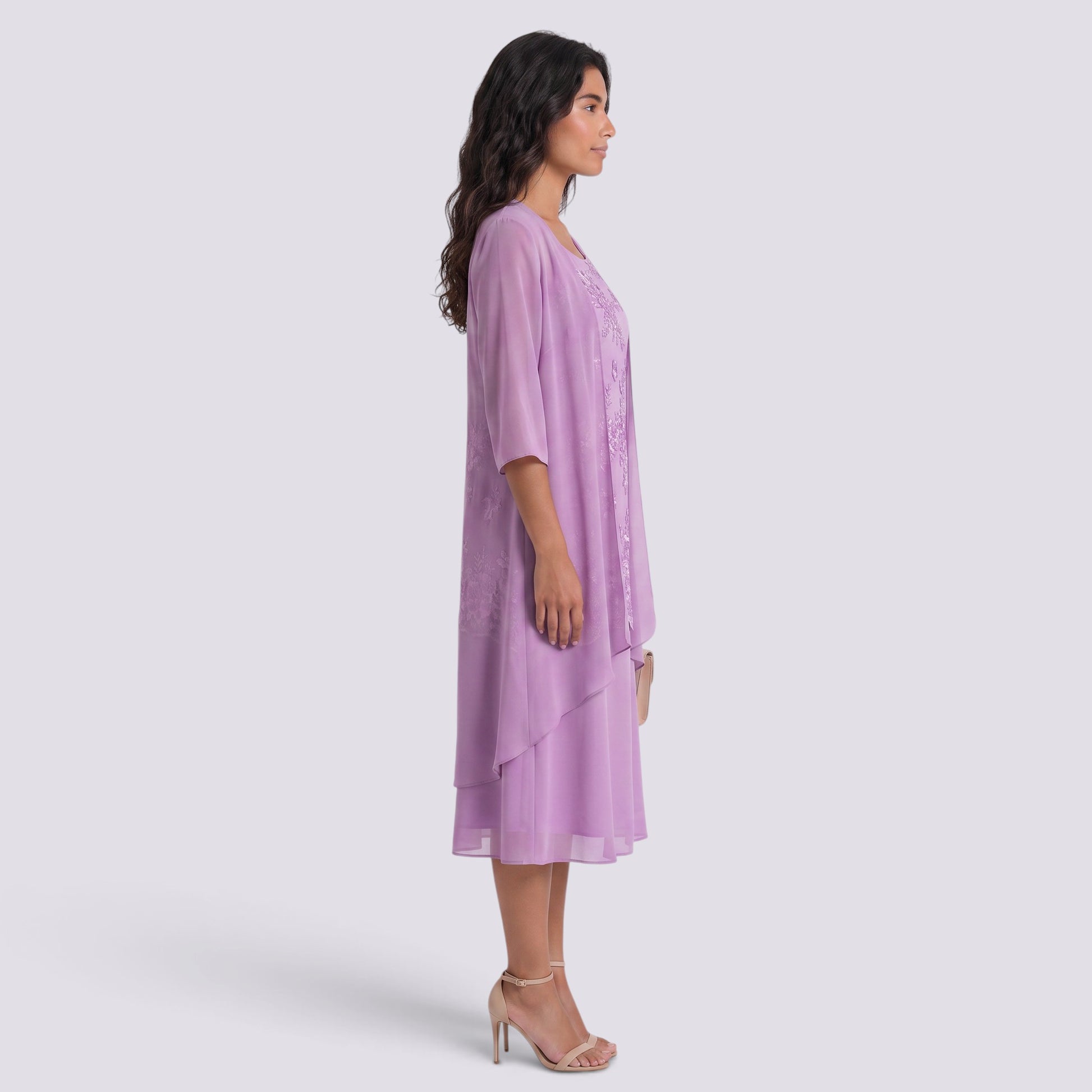 Vestido Largo Mujer Dos Piezas Encaje