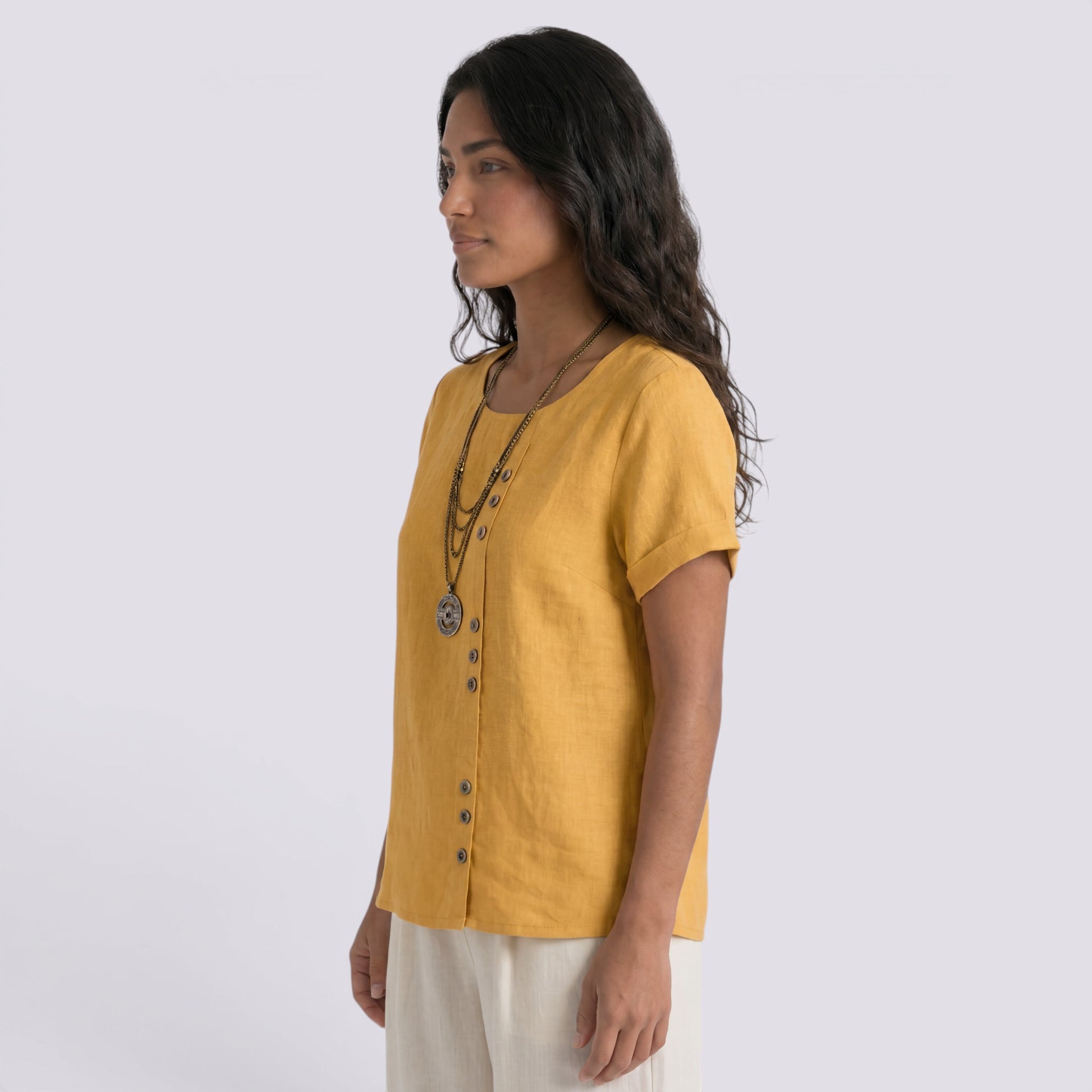 Blusa Lino Mujer Verano Corta