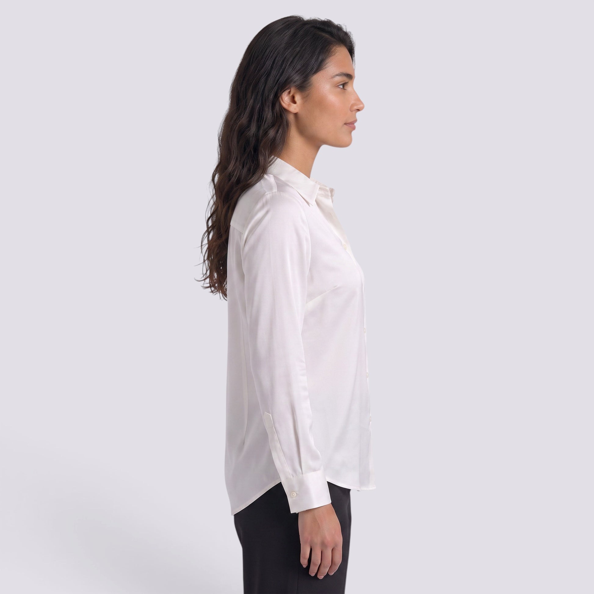 Camisa Satinada Mujer Manga Larga