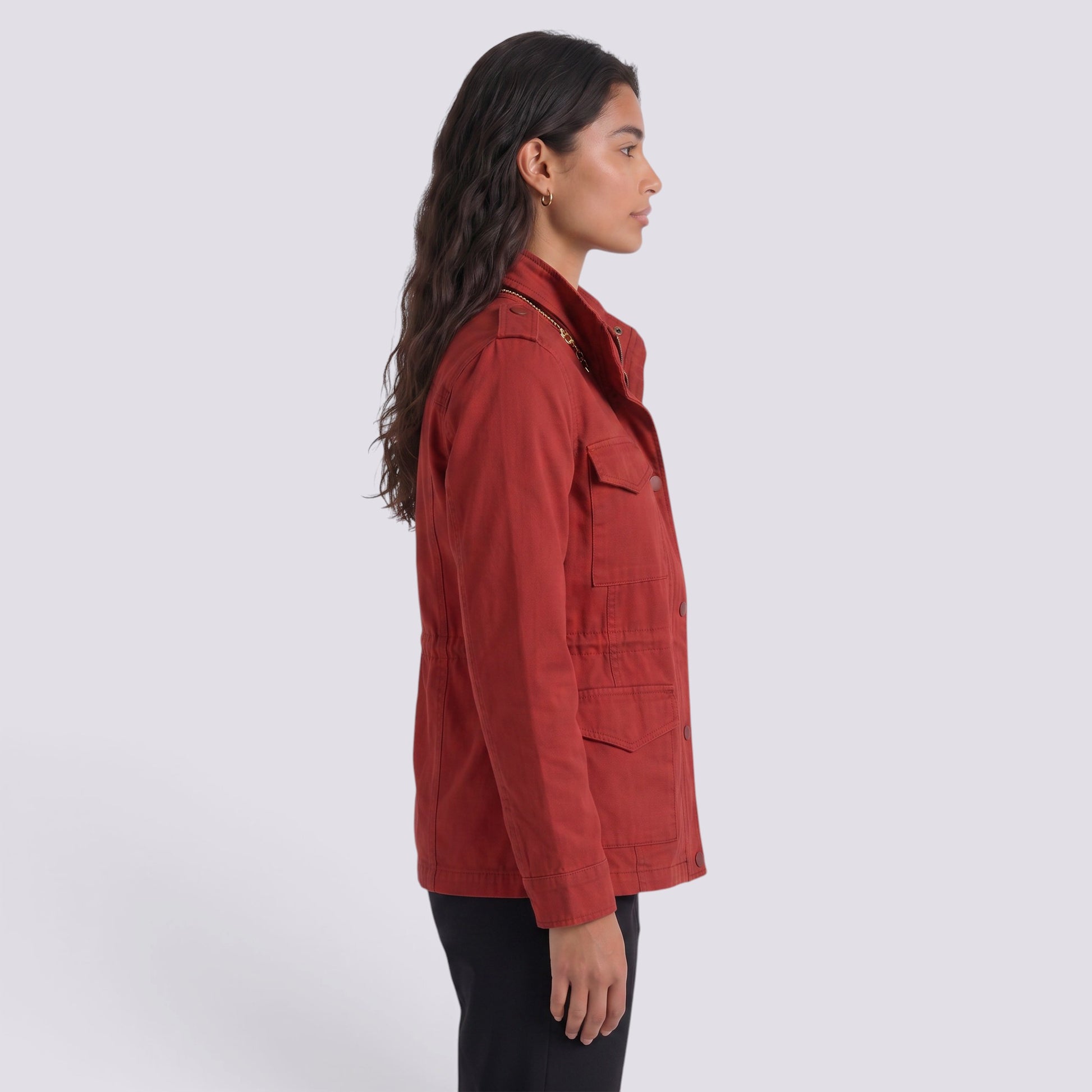 Chaqueta Corta Mujer Solapa y Bolsillos