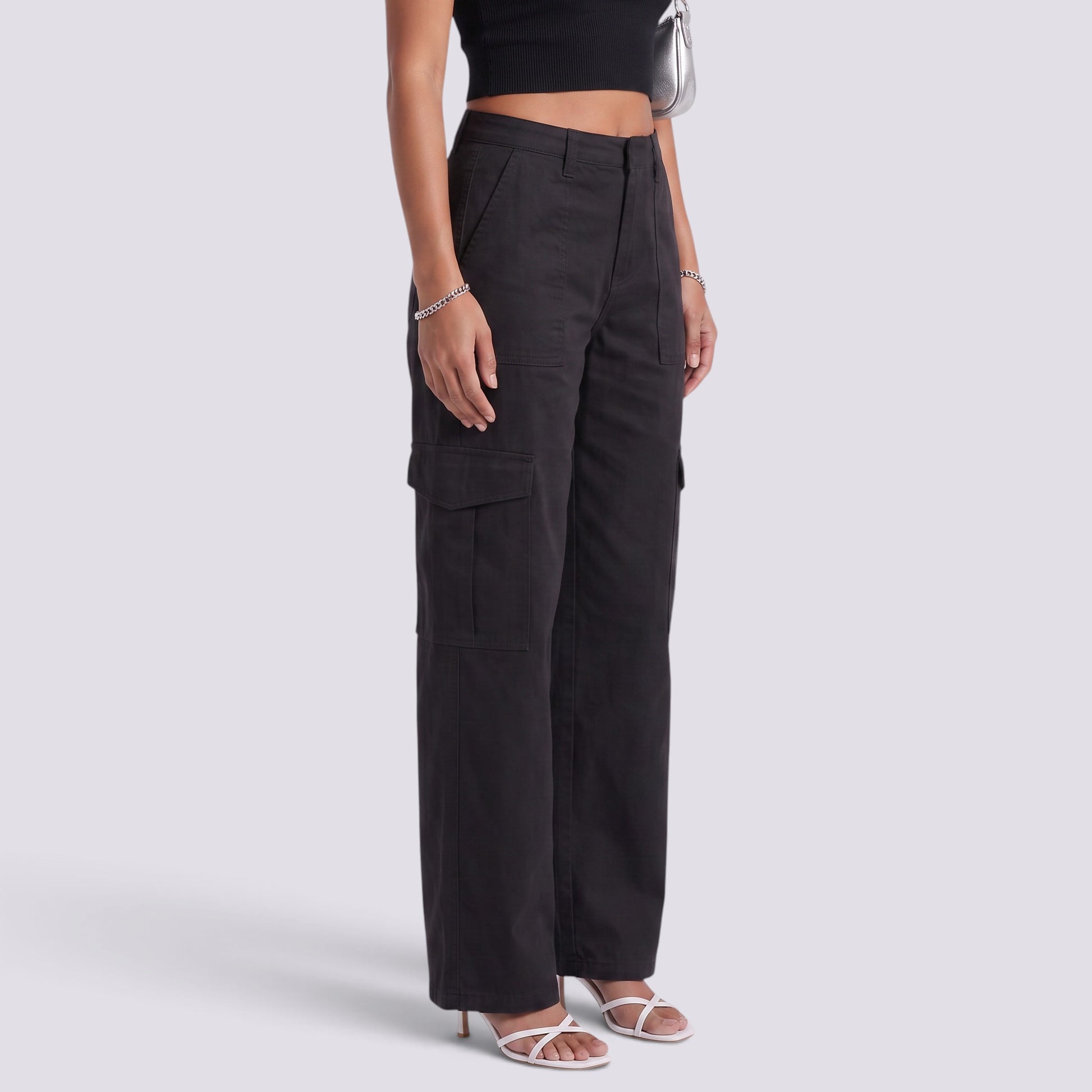 Pantalones Cargo Mujer Tiro Alto Multibolsillos