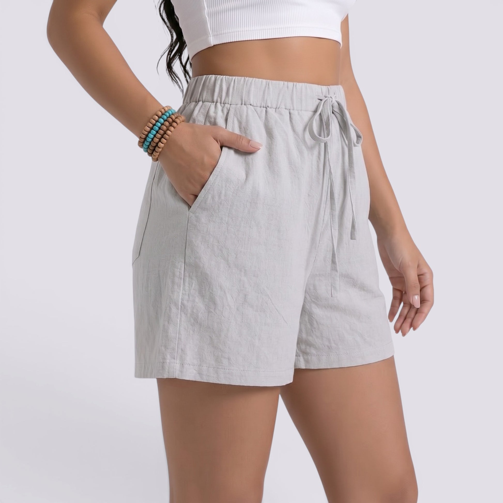 Shorts Lino Mujer Verano Elegante
