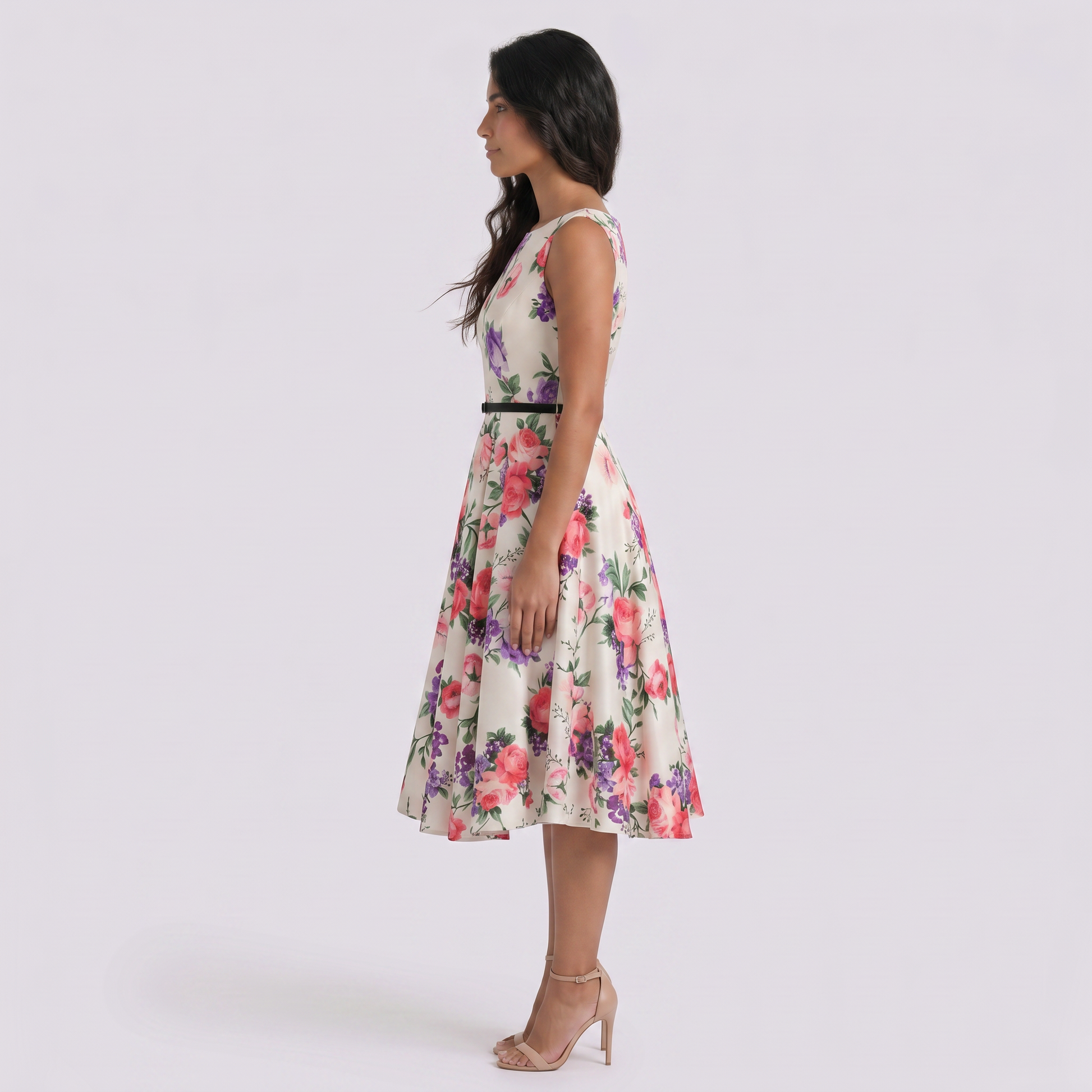Vestido Campana Vintage Mujer Sin Mangas