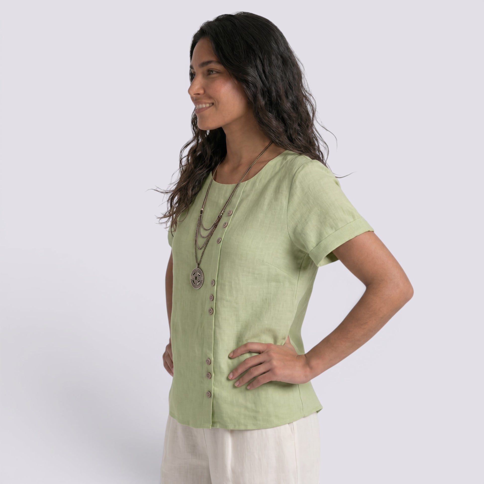 Blusa Lino Mujer Verano Corta