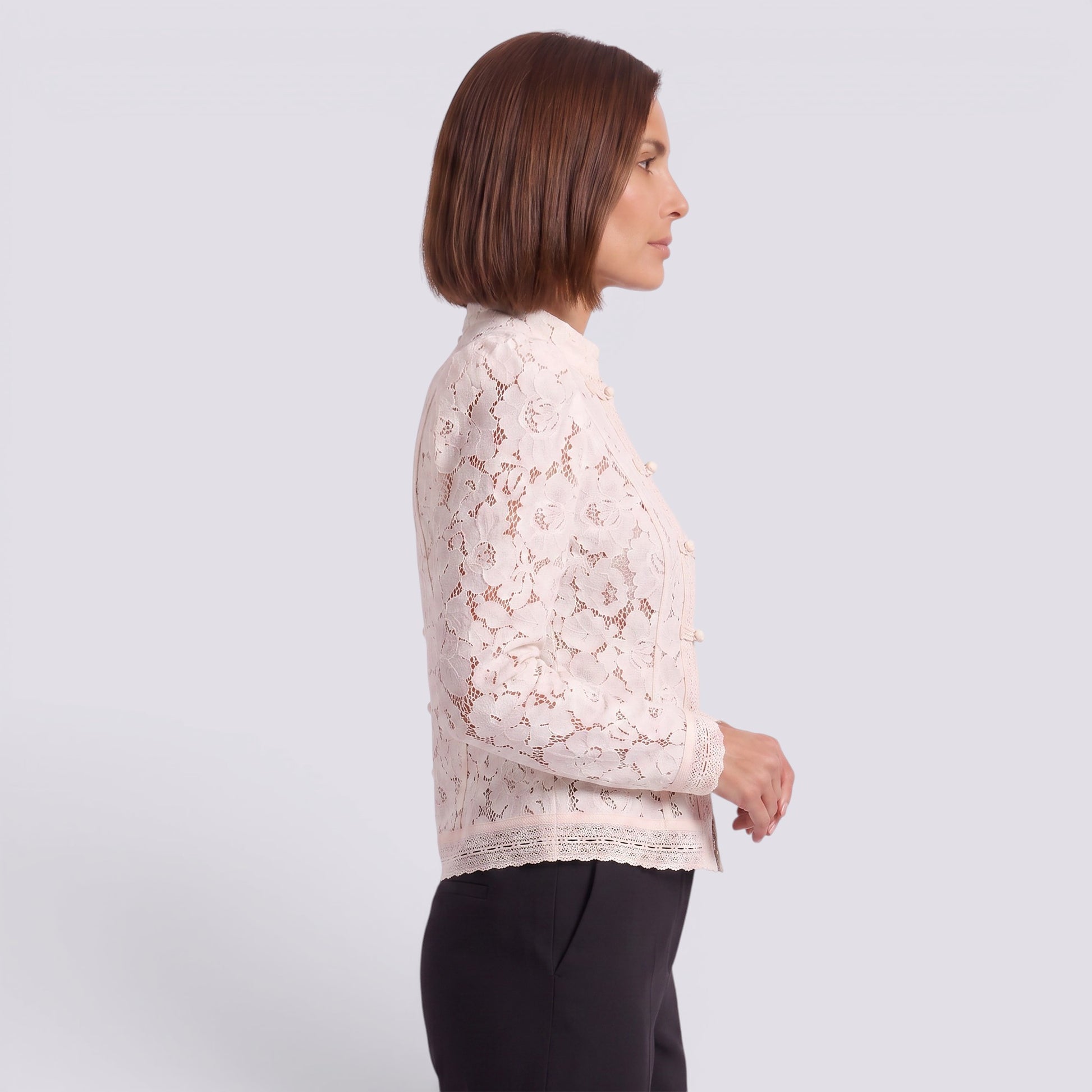 Blusa Mujer Manga Larga con Encaje Elegante