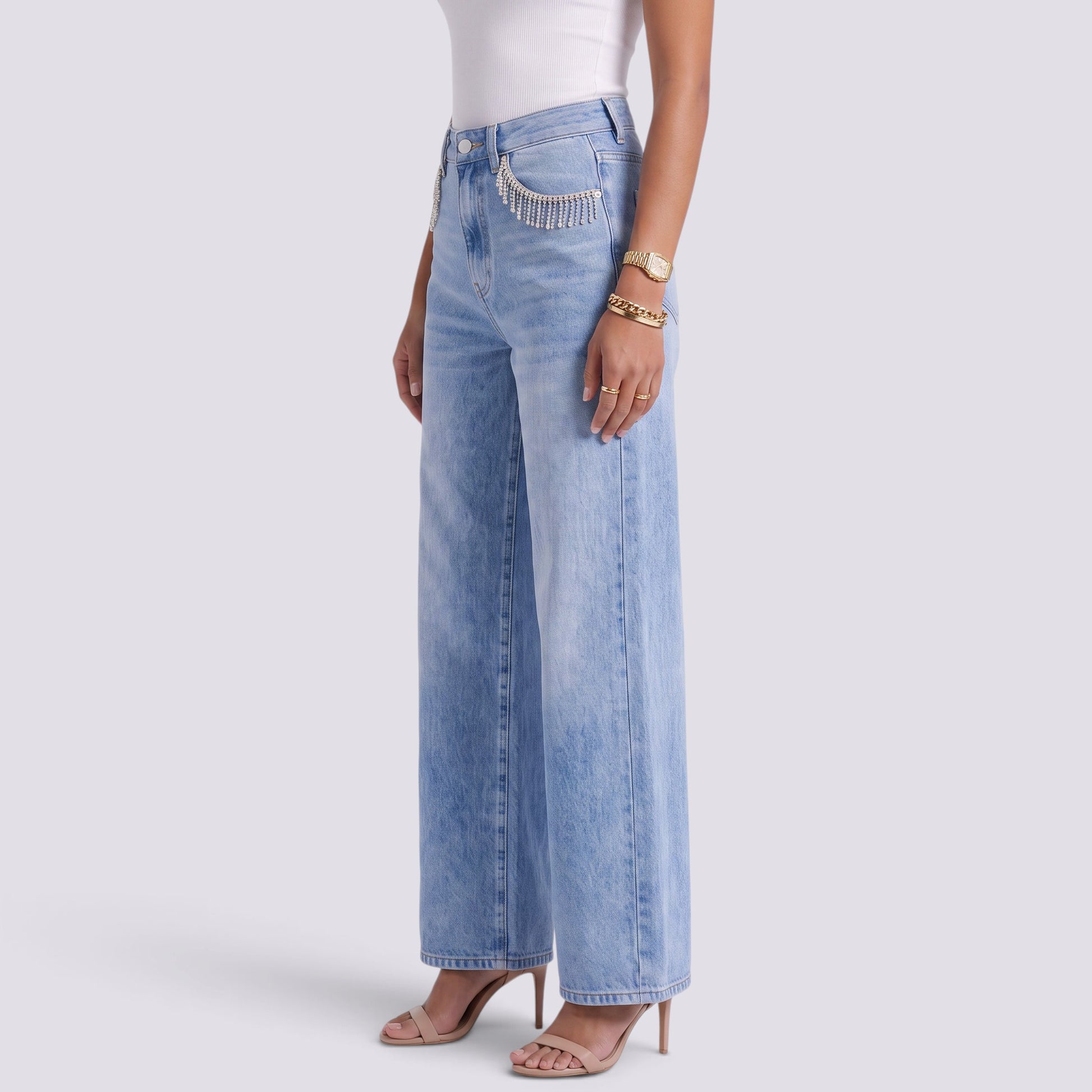 Pantalón Vaquero Mujer Ancho Efecto Lavado