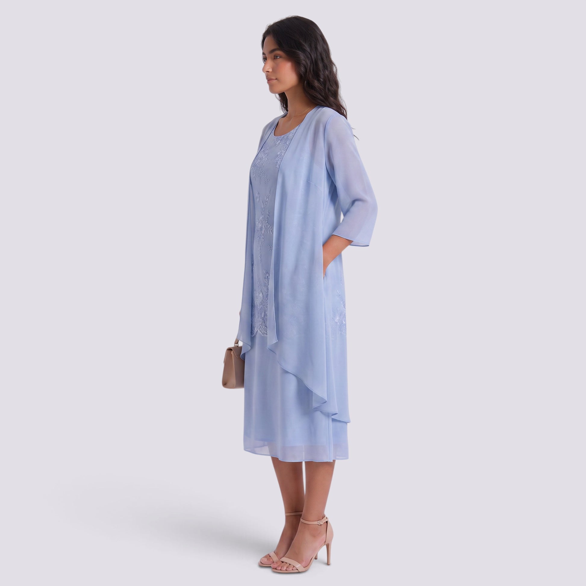 Vestido Largo Mujer Dos Piezas Encaje