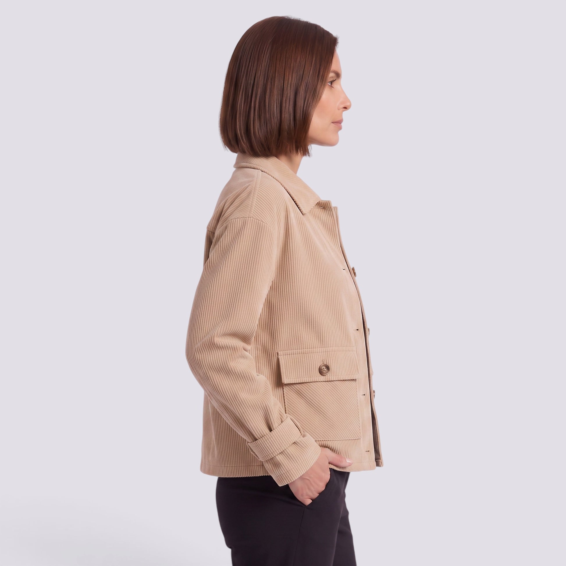 Chaqueta Corta Mujer con Solapa de Pana