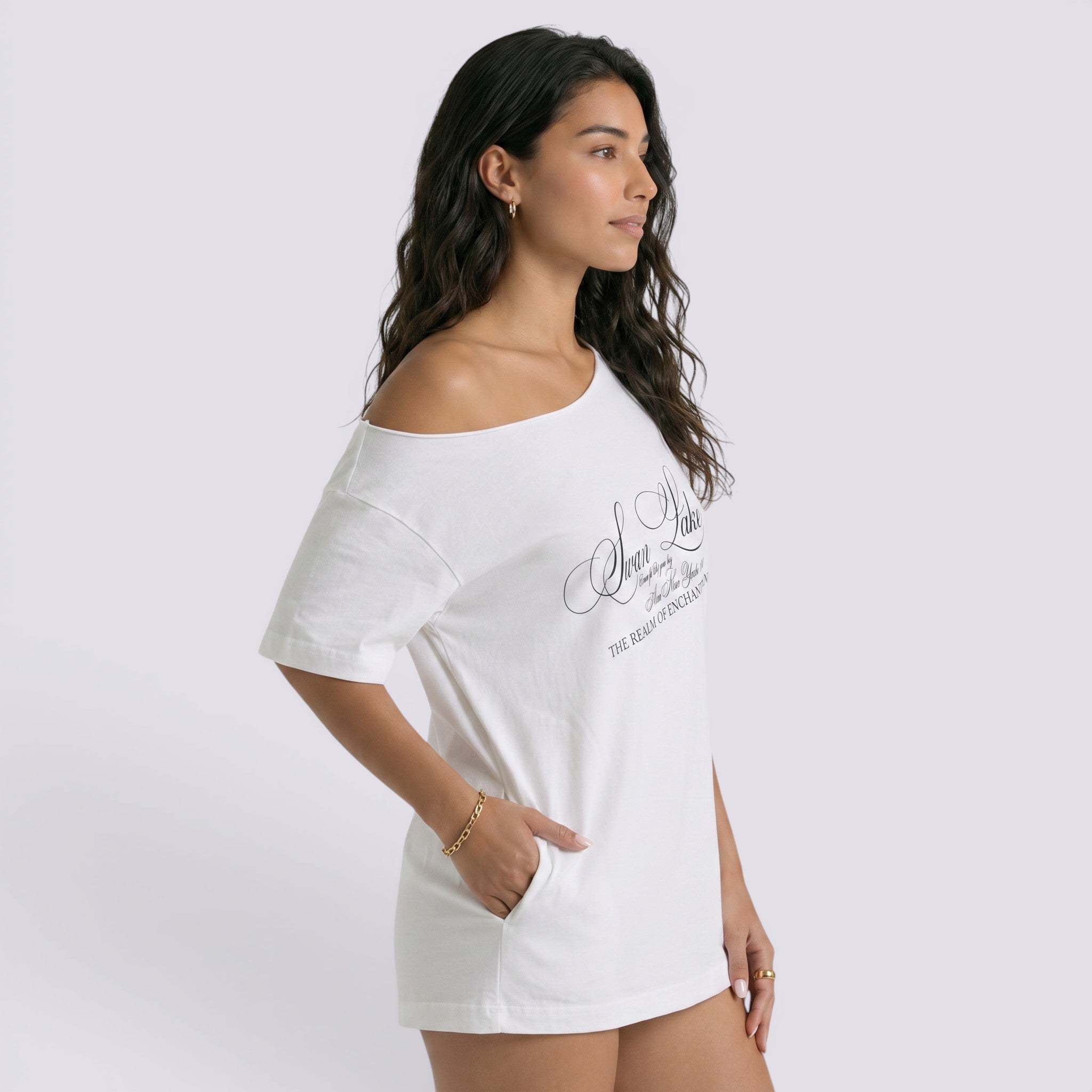 Camiseta Oversize Mujer con Letras Casual