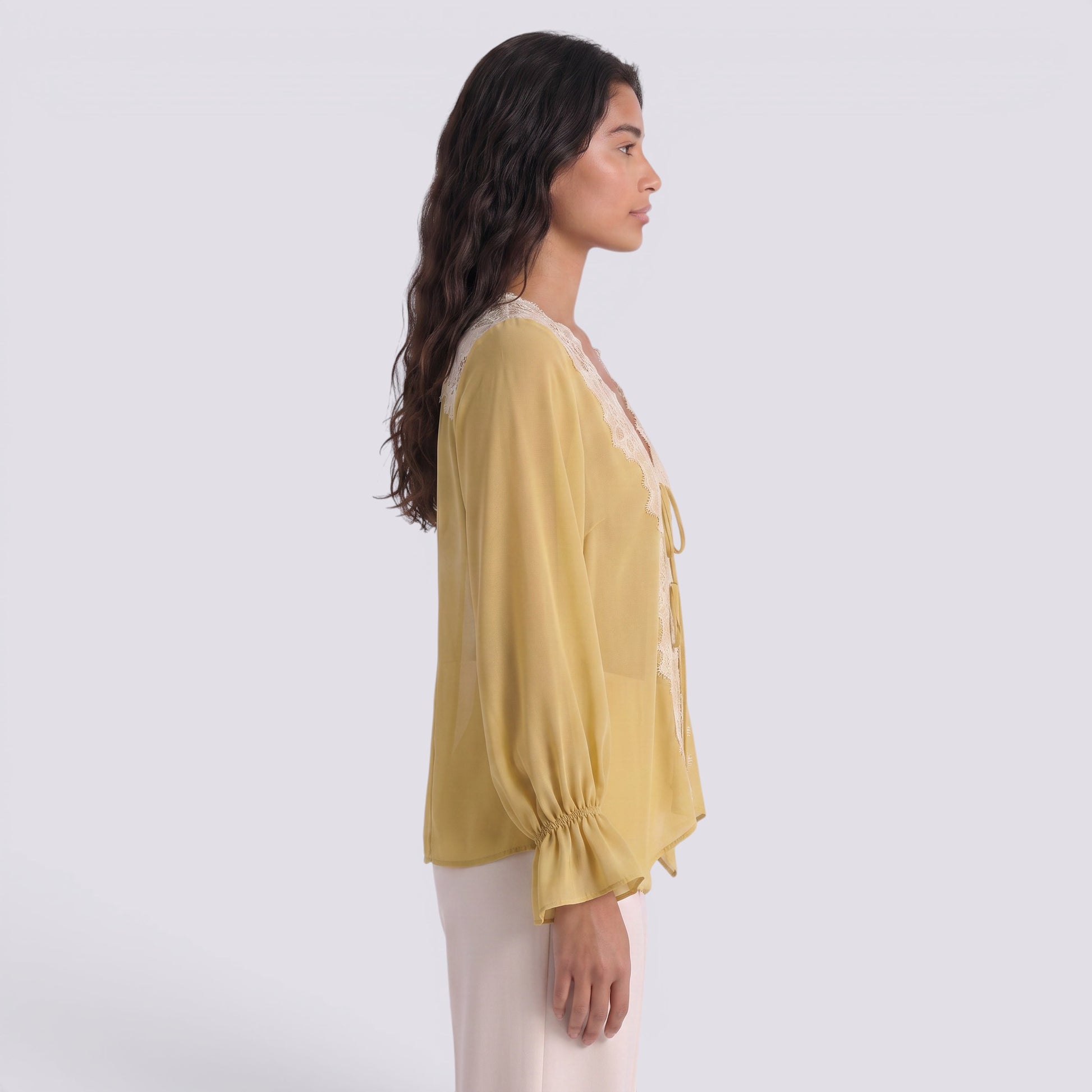 Blusa Mujer Manga Larga Encaje Lazada
