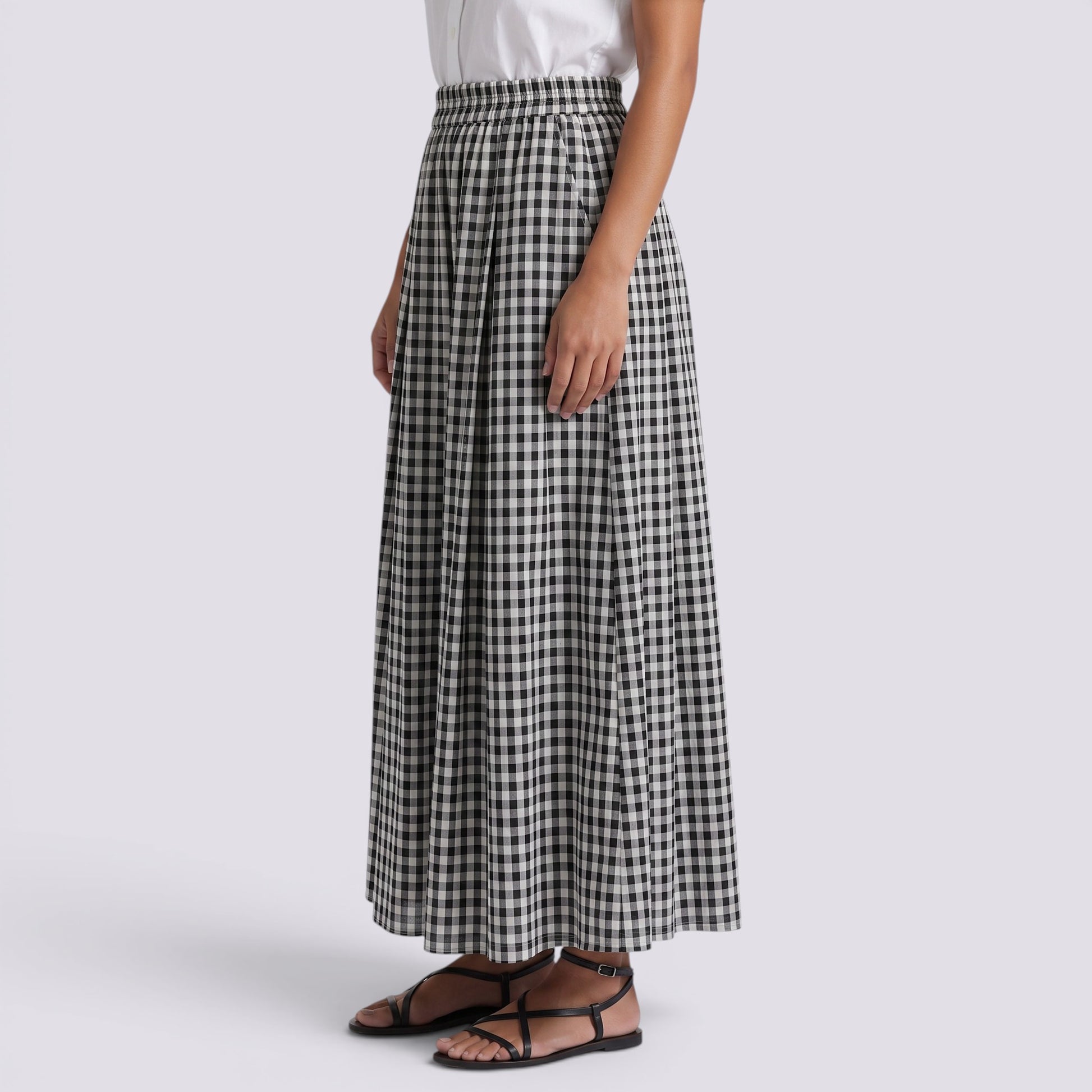 Falda Midi Mujer Cintura Alta Estampada