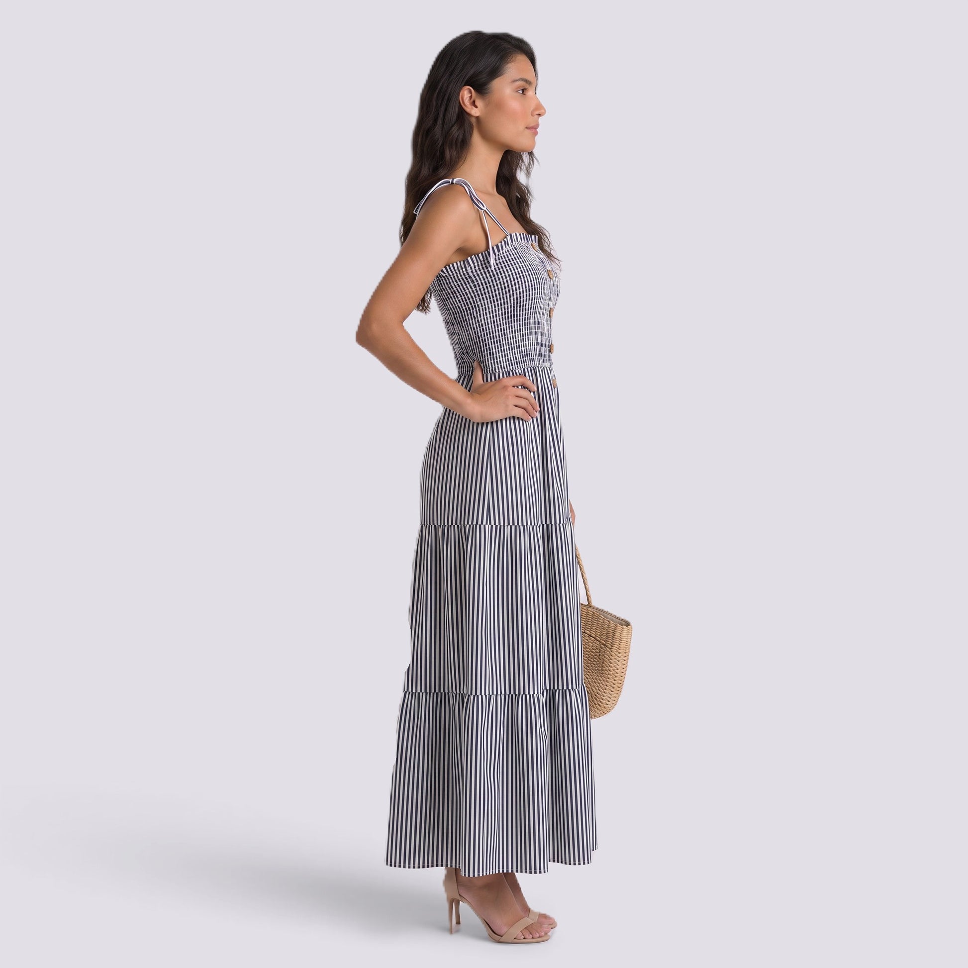 Vestido de Rayas Mujer con Tirantes