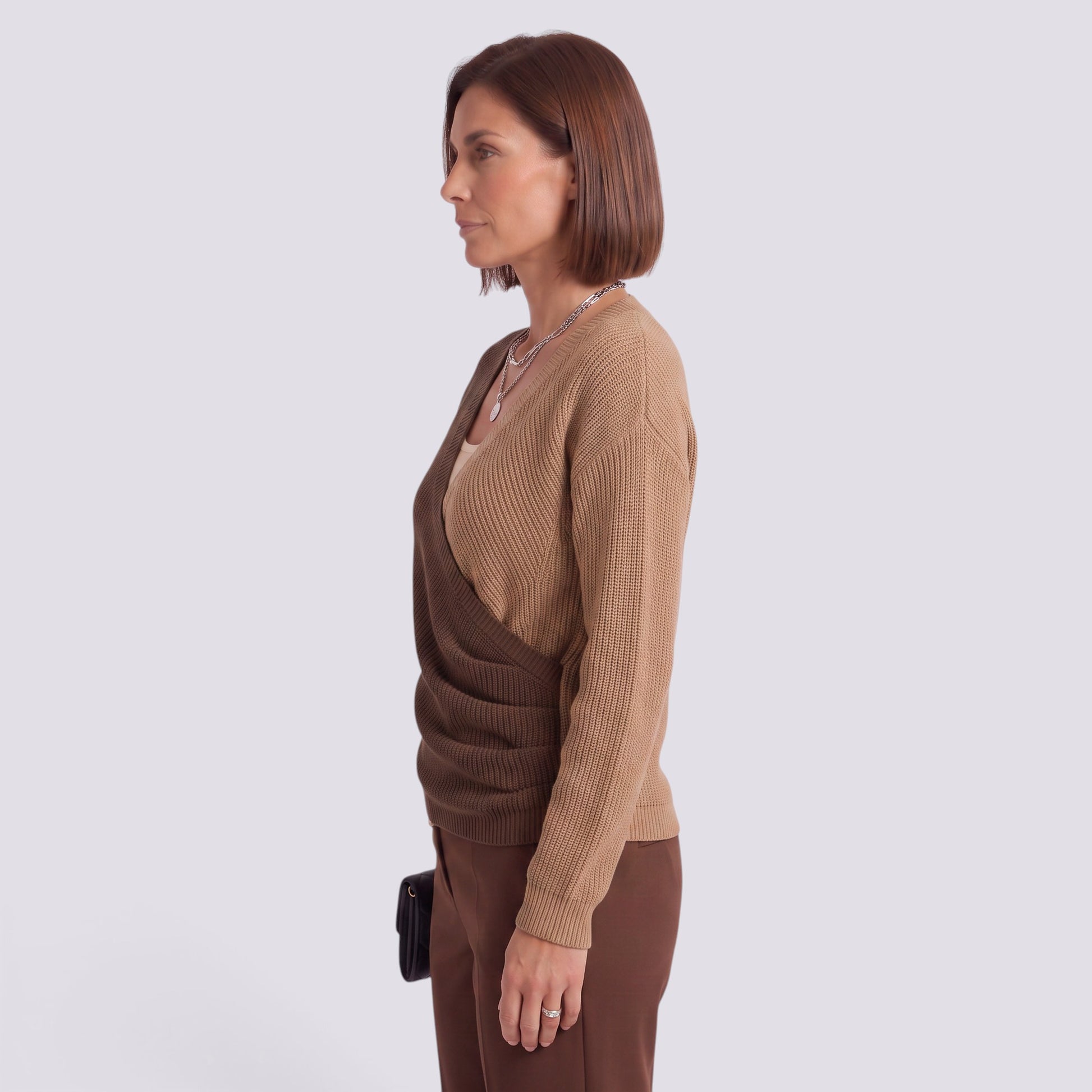 Jersey Mujer Punto Cuello Pico Cruzado