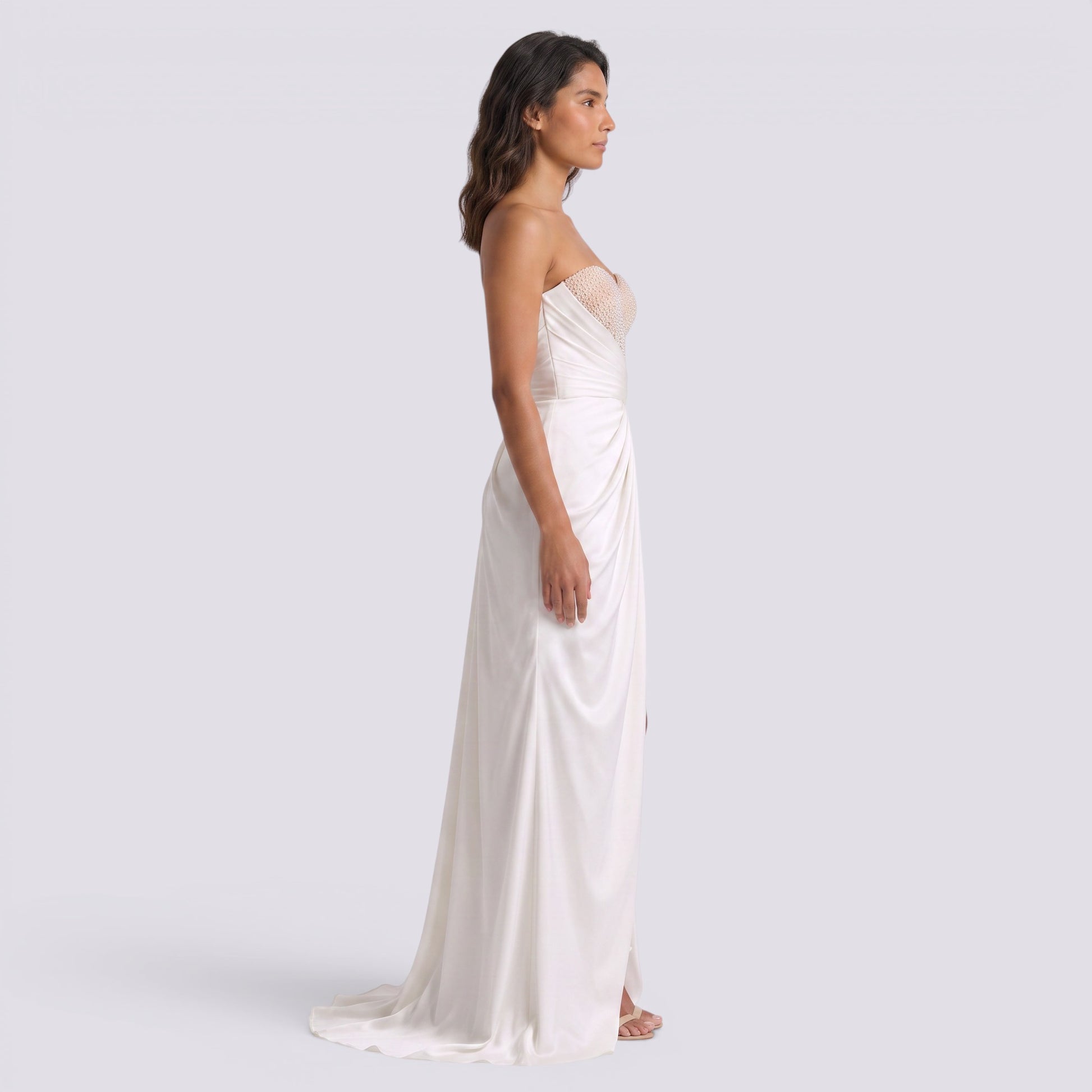 Vestido Fiesta Mujer Palabra de Honor con Pedrería