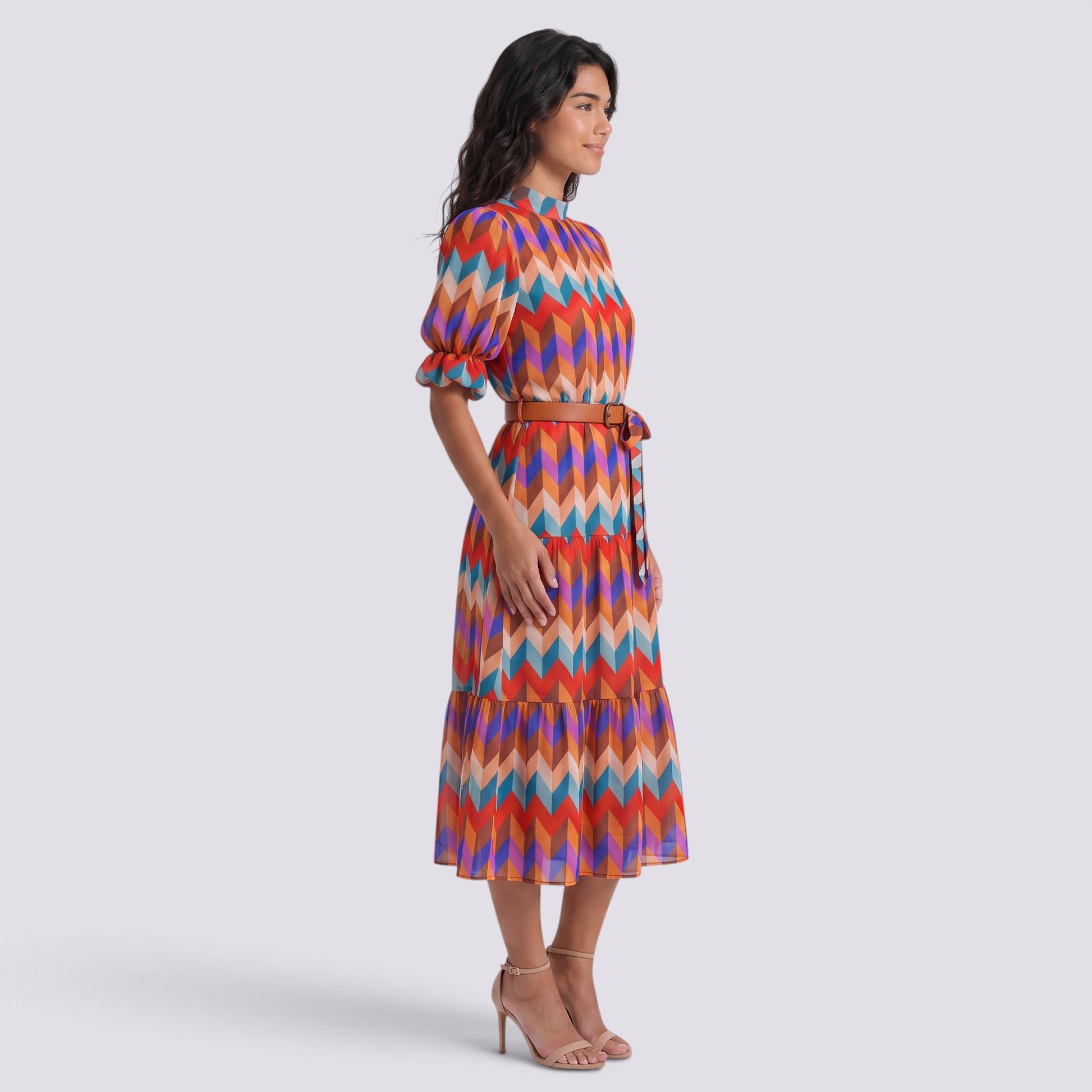 Vestido Midi Mujer Estampado Geométrico